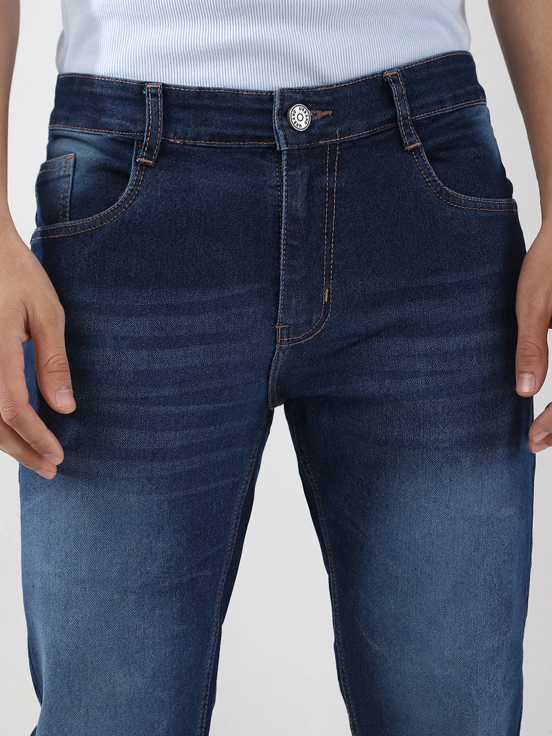 Men's Blue Washed Bootcut Jeans Stretchable - Image 5