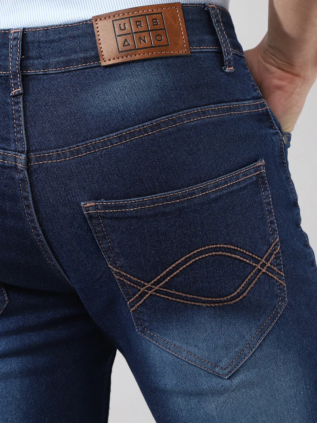 Men's Blue Washed Bootcut Jeans Stretchable - Image 6