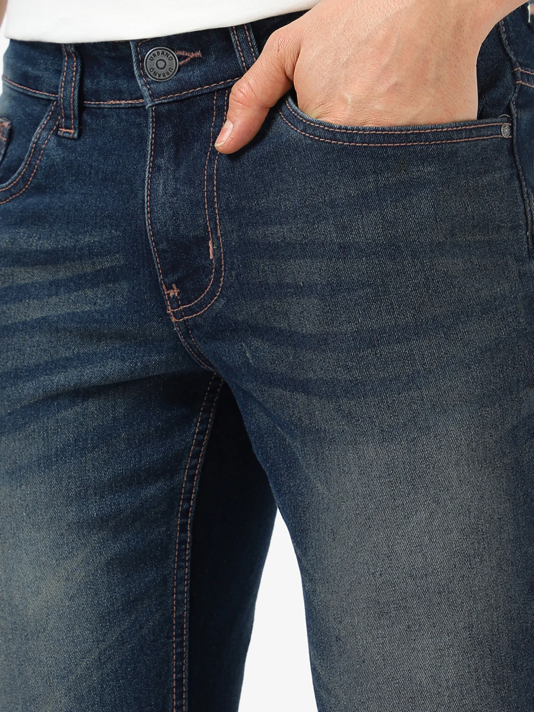 Men's Blue Washed Bootcut Jeans Stretchable - Image 6