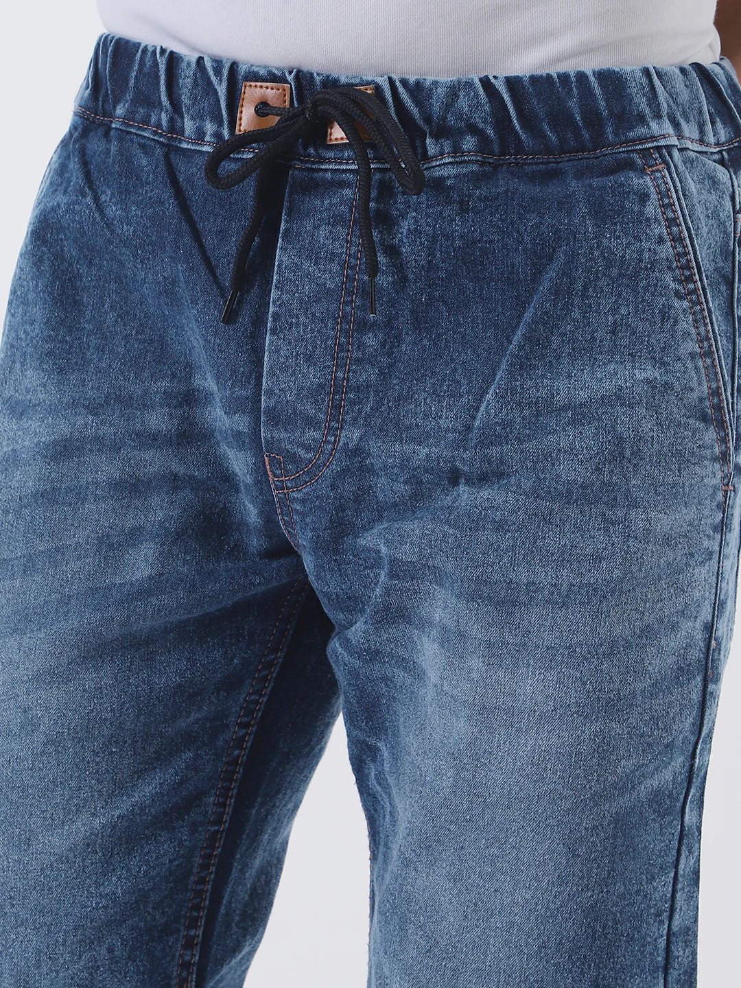 Men's Blue Washed Jogger Jeans Slim Fit Stretch - Image 6