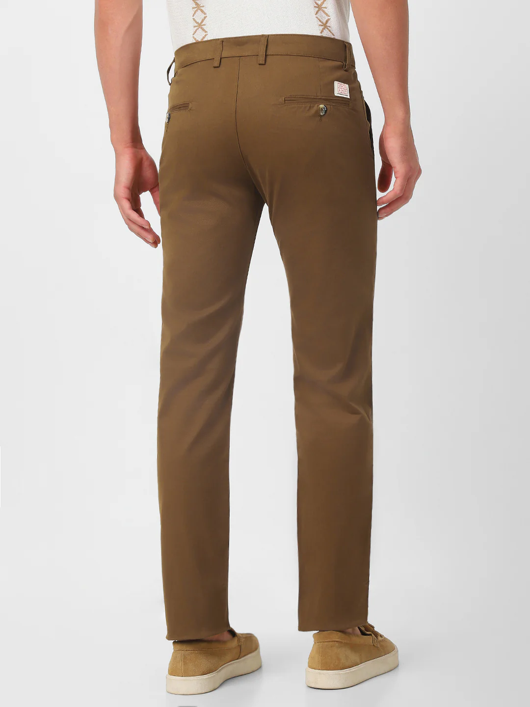 Men's Brown Cotton Slim Fit Casual Chinos Trousers Stretch - Image 4