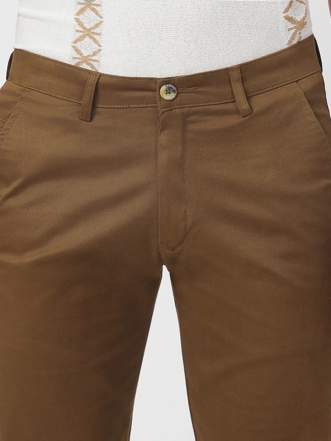 Men's Brown Cotton Slim Fit Casual Chinos Trousers Stretch - Image 6