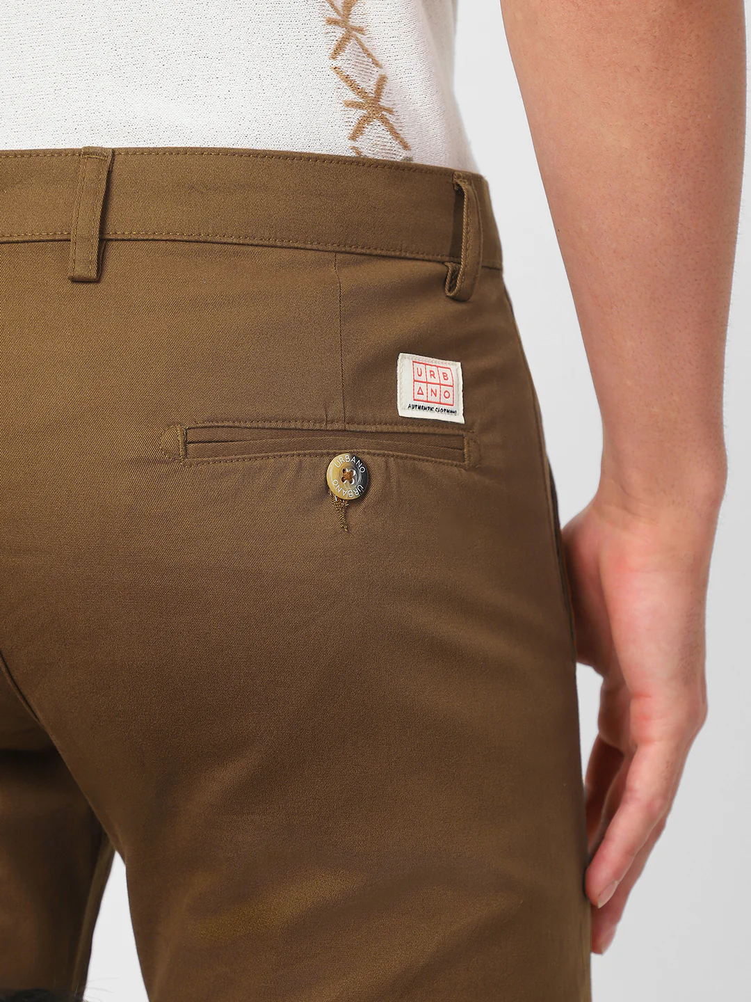 Men's Brown Cotton Slim Fit Casual Chinos Trousers Stretch - Image 8