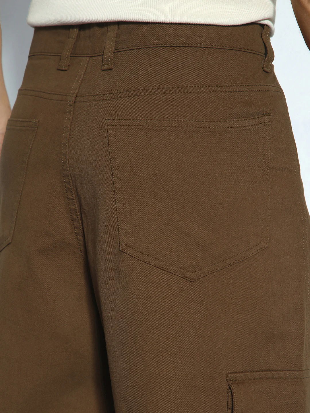 Men's Brown Loose Baggy Fit Cargo Chino Pant with 8 Pockets Stretchable - Image 7