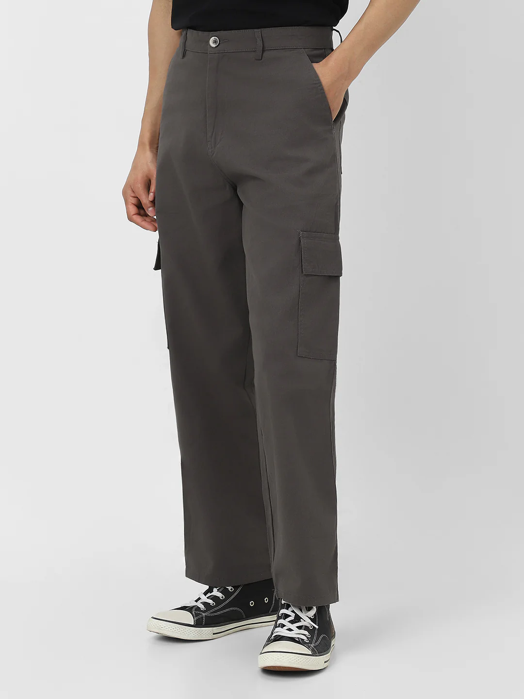 Urbano Fashion Men's Brown Loose Baggy Fit Solid Cargo Chino Pant with 6 Pockets Non-Stretchable - Image 2