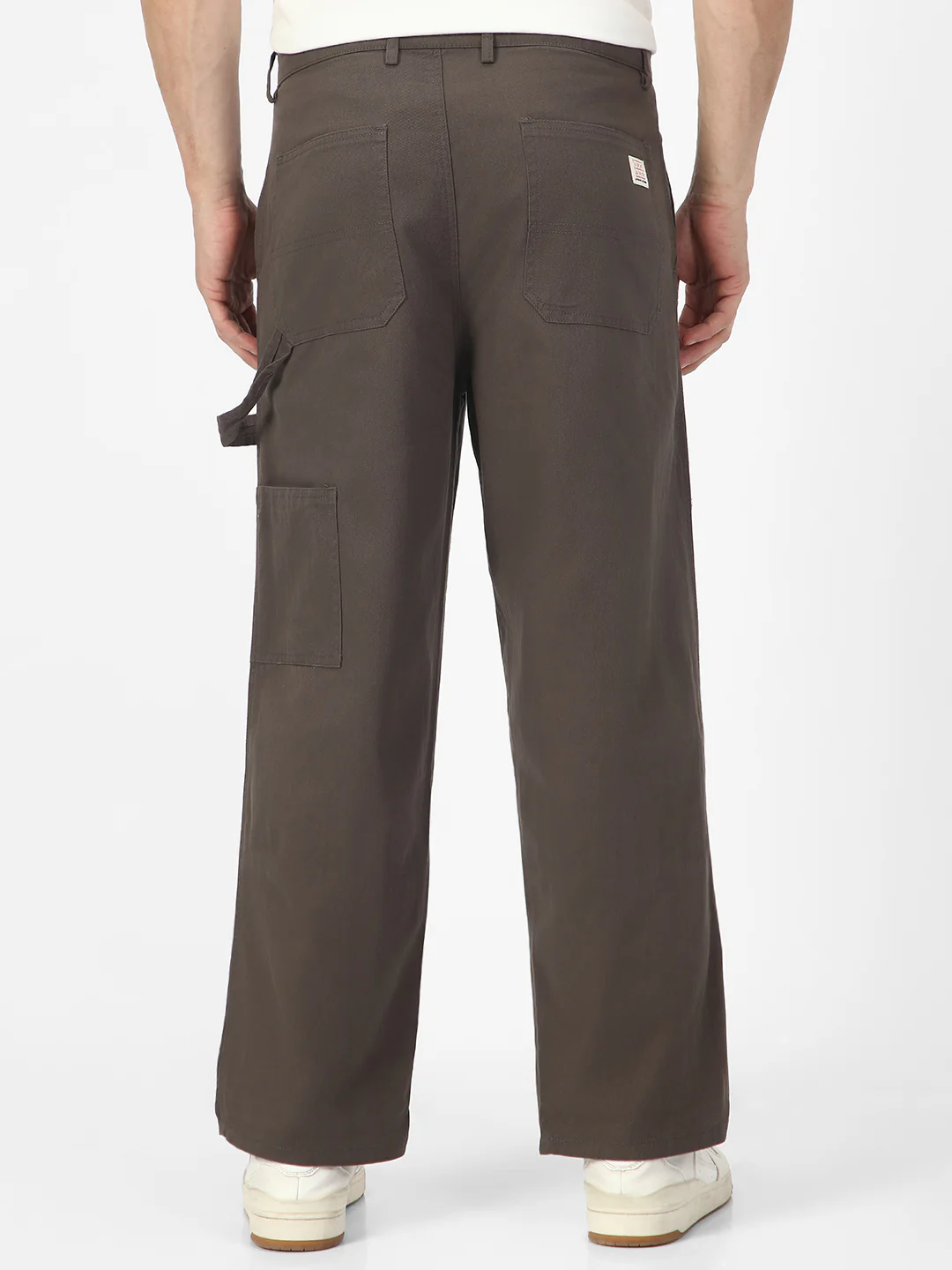 Men's Brown Loose Baggy Fit Solid Carpenter Trouser Pant with 5 Pockets Non-Stretchable - Image 3