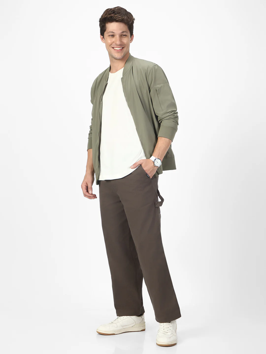 Men's Brown Loose Baggy Fit Solid Carpenter Trouser Pant with 5 Pockets Non-Stretchable - Image 4