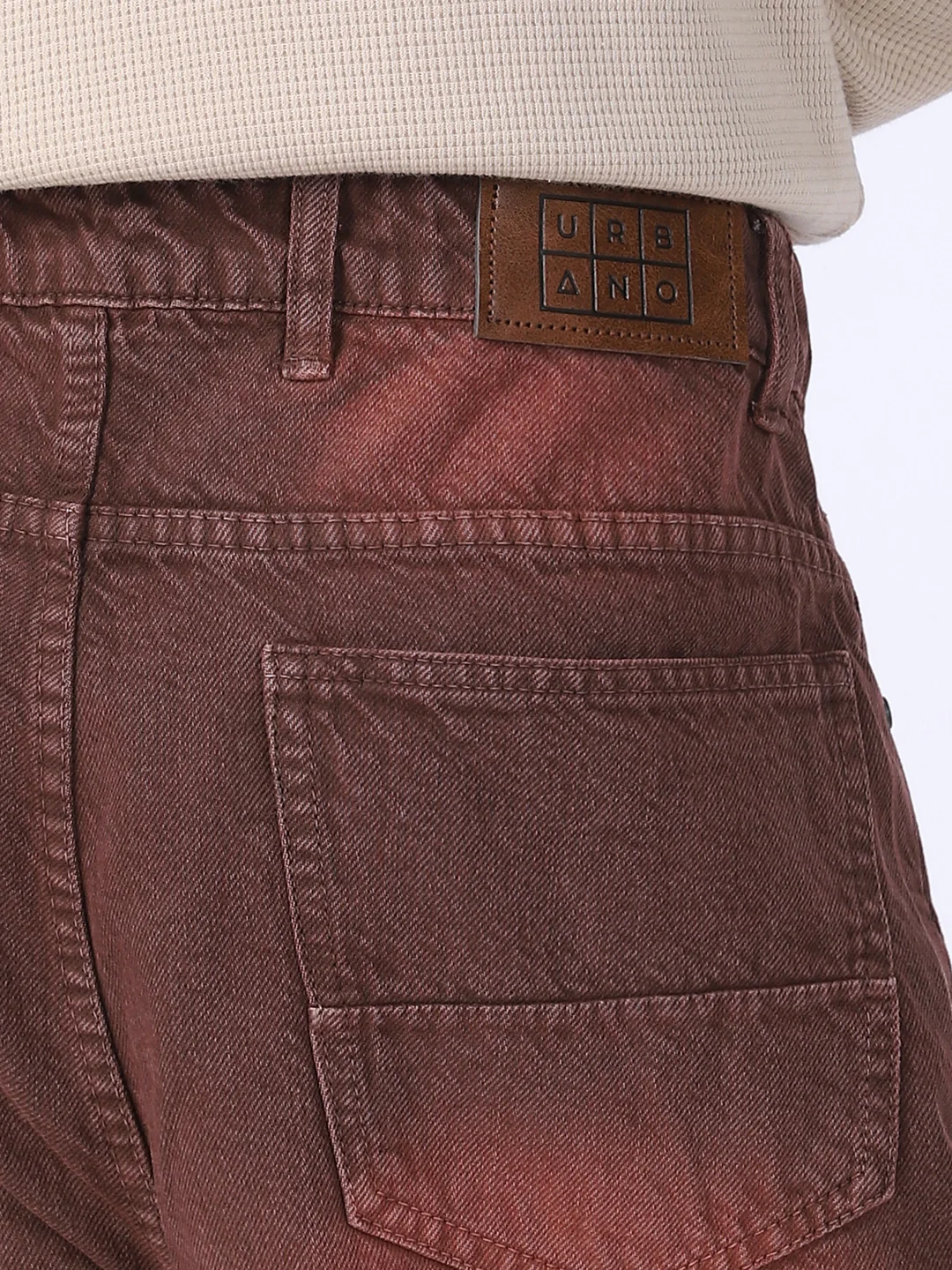 Men's Brown Loose Baggy Fit Washed Jeans Non-Stretchable - Image 5