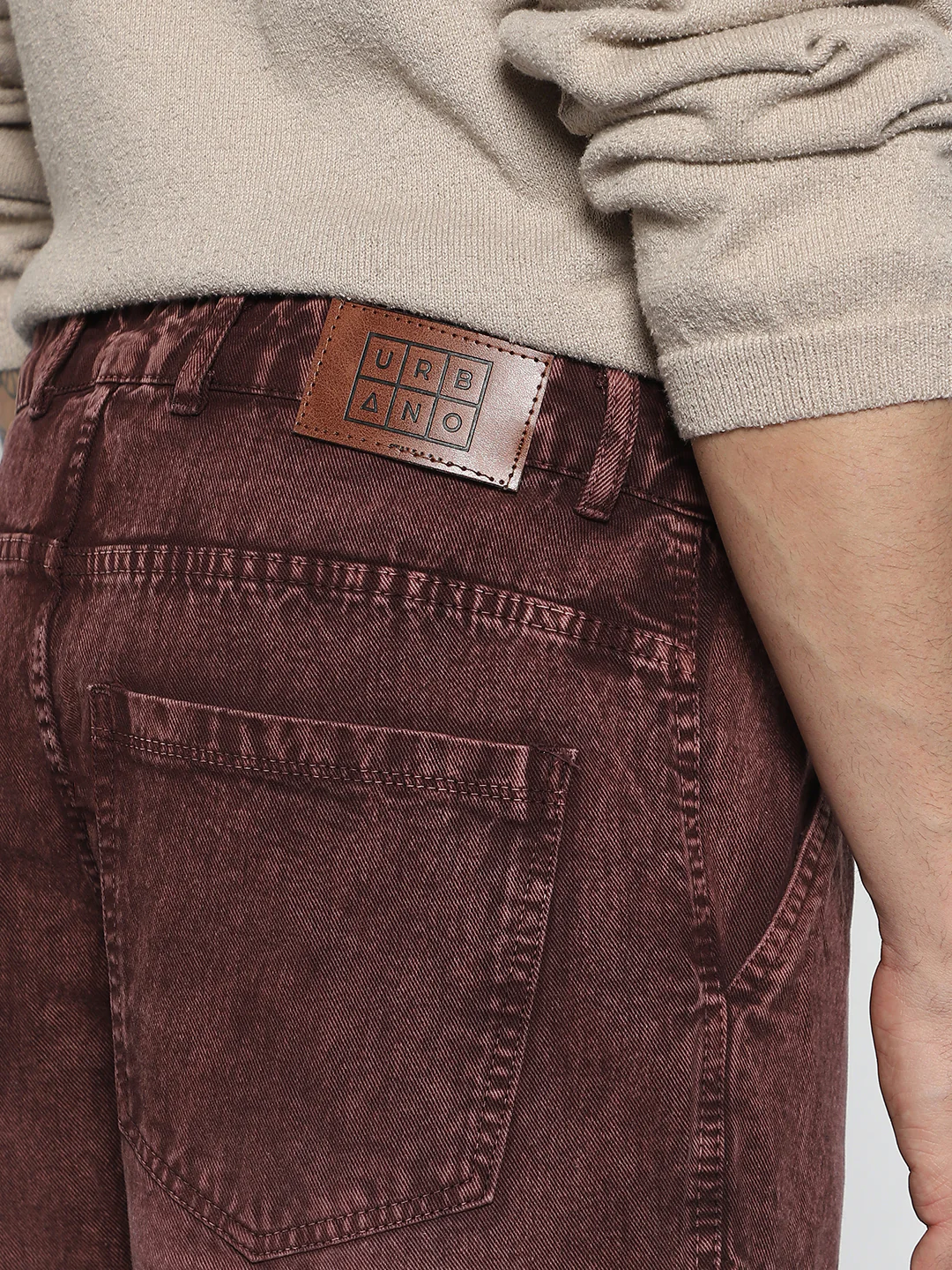 Men's Brown Loose Baggy Fit Washed Cargo Jeans with 7 Pockets Non-Stretchable - Image 7