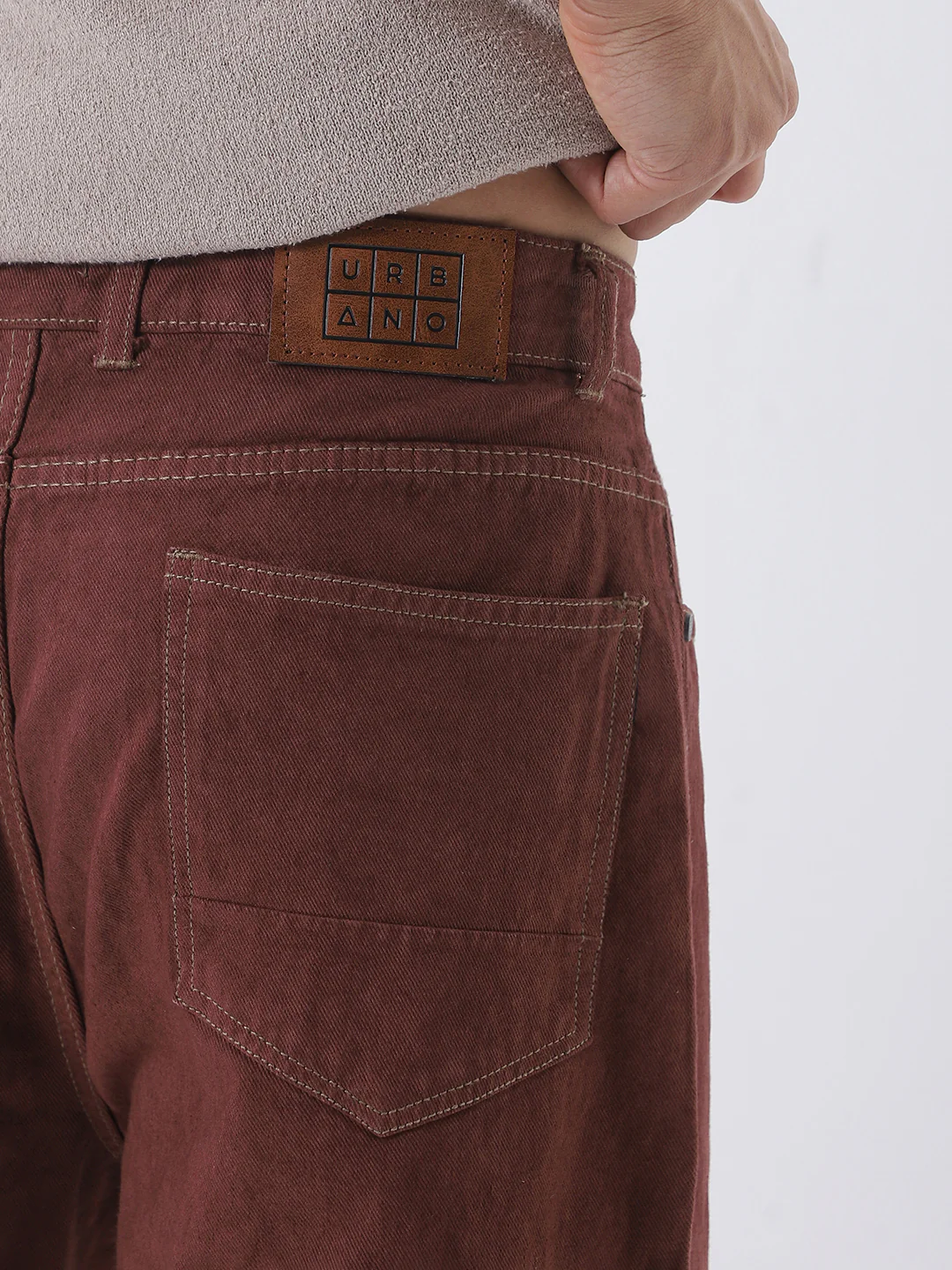 Men's Brown Loose Fit Washed Jeans Non-Stretchable - Image 7