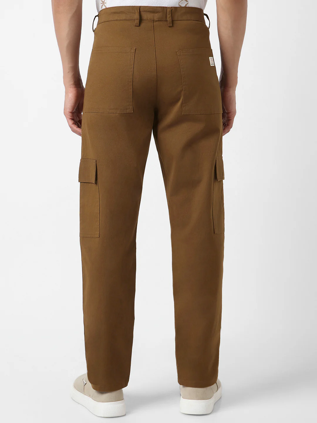 Urbano Fashion Men's Brown Regular Fit Solid Cargo Chino Pant with 6 Pockets Stretchable - Image 4