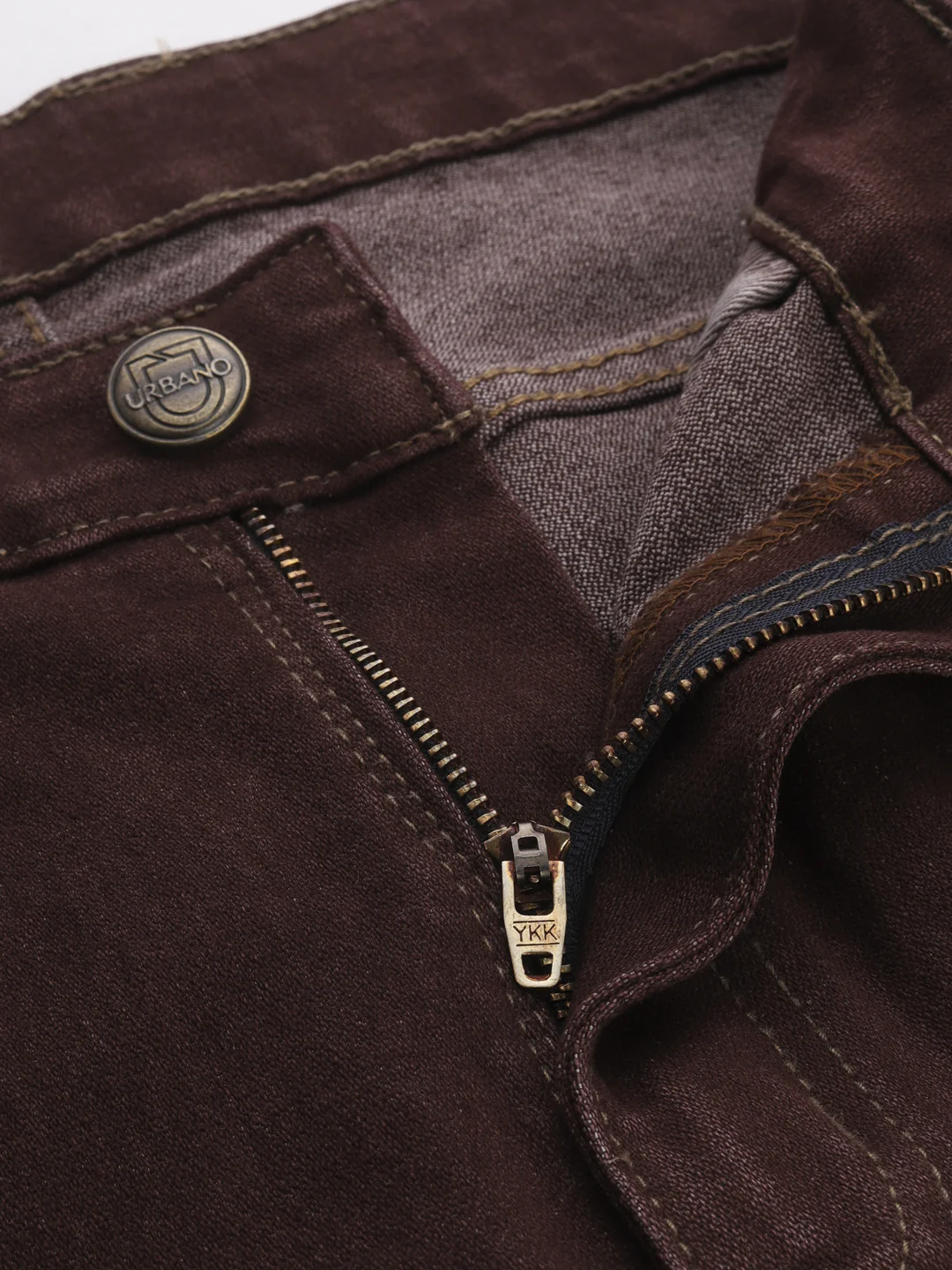 Men's Brown Slim Fit Heavy Distressed/Torn Jeans - Image 5
