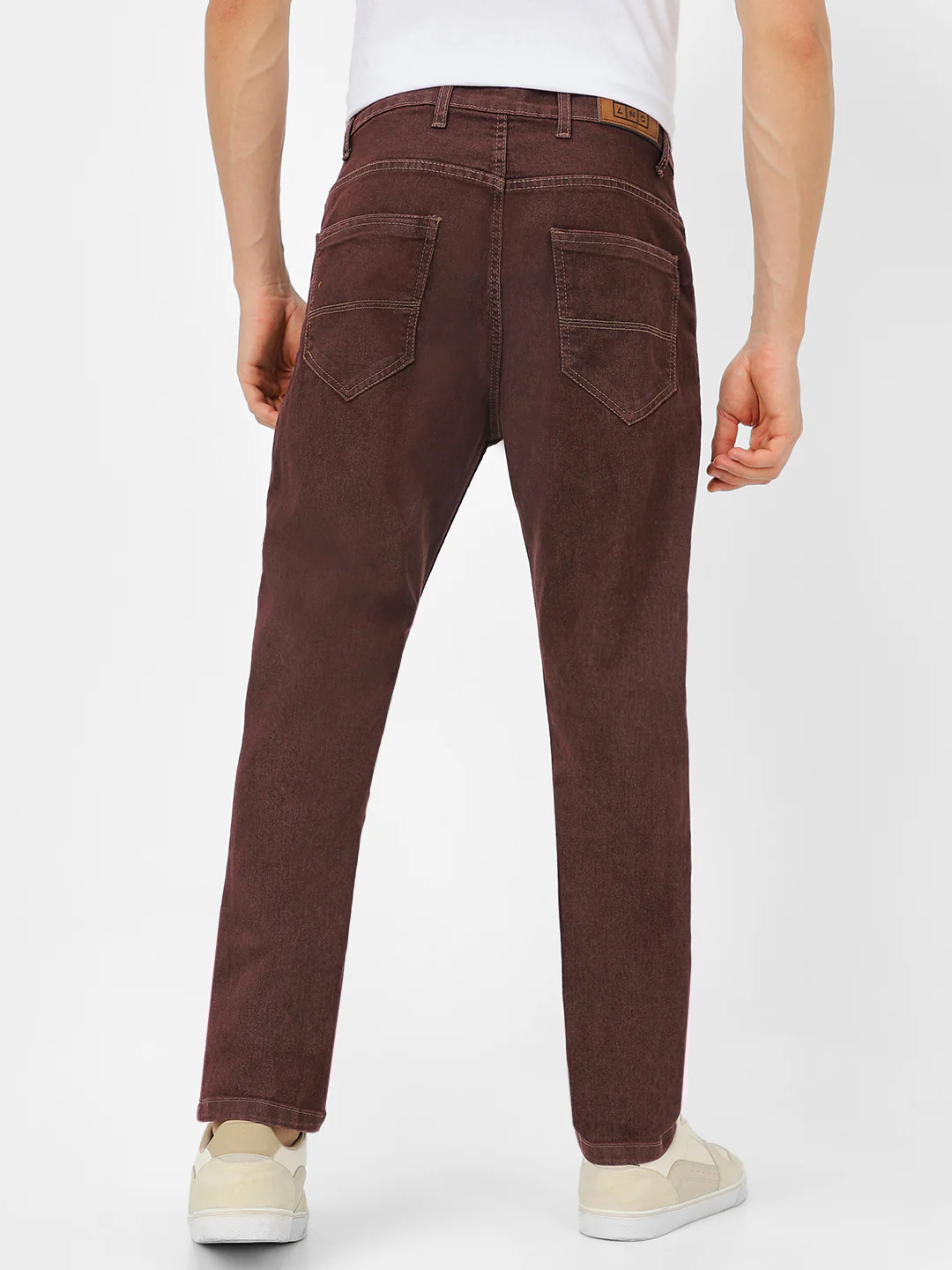 Men's Brown Slim Fit Denim Jeans Stretchable - Image 3
