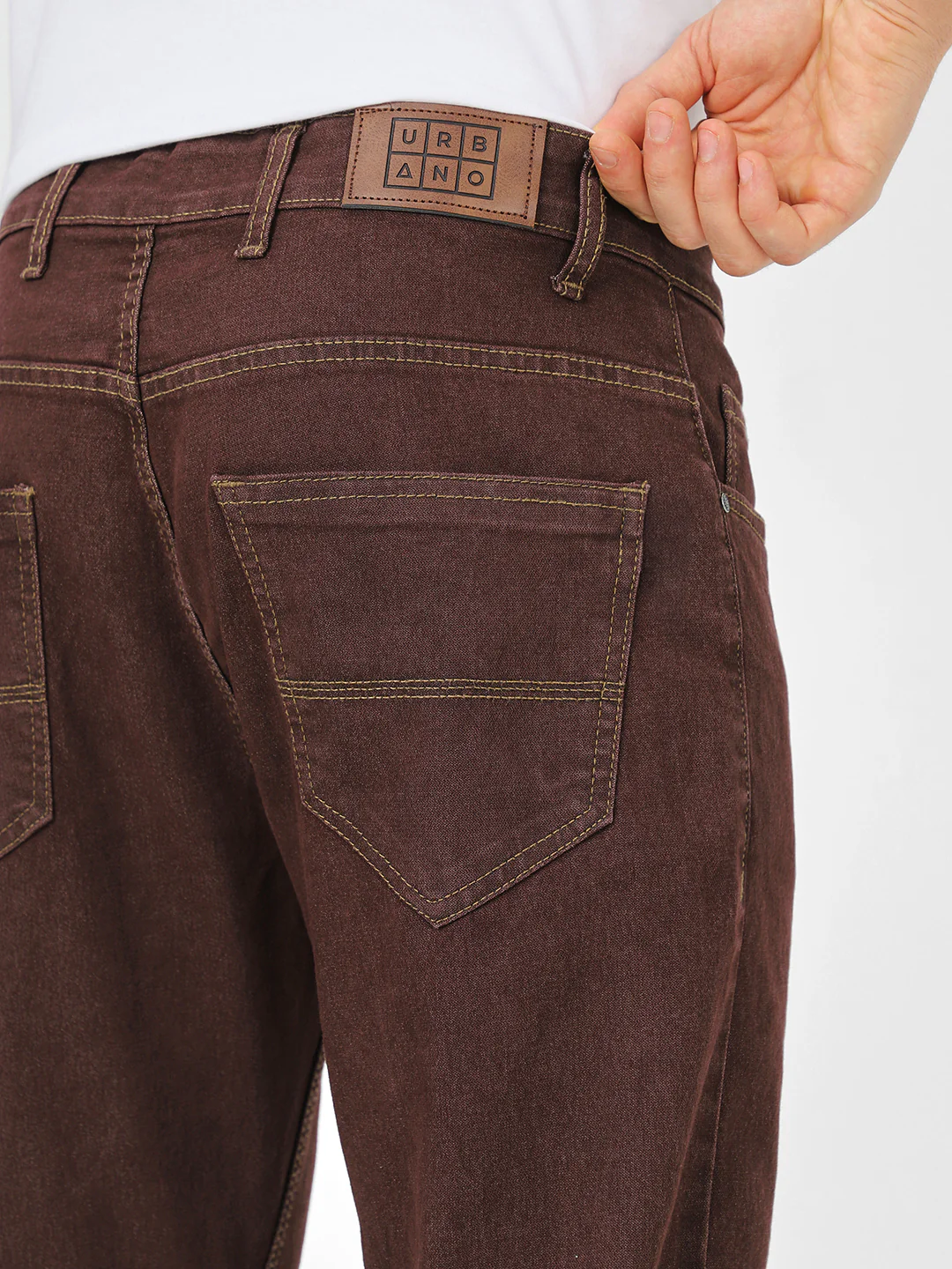 Men's Brown Slim Fit Denim Jeans Stretchable - Image 5