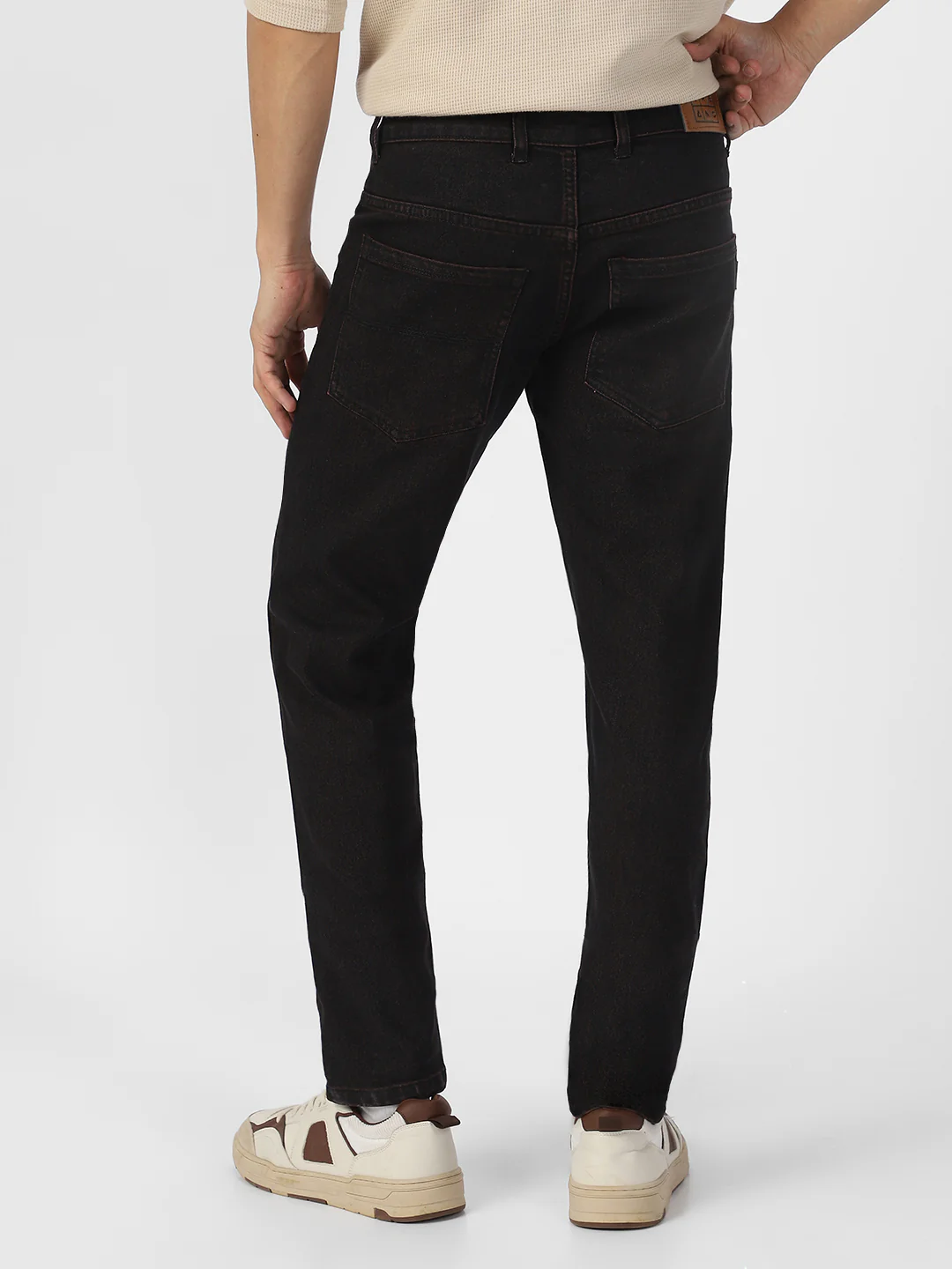 Men's Dark Brown Slim Fit Solid Jeans Stretchable - Image 4