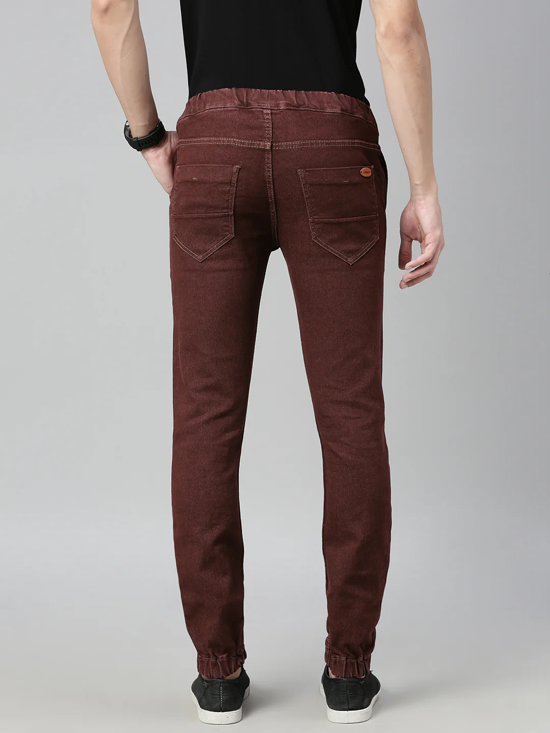 Men's Brown Slim Fit Washed Jogger Jeans Stretchable - Image 3