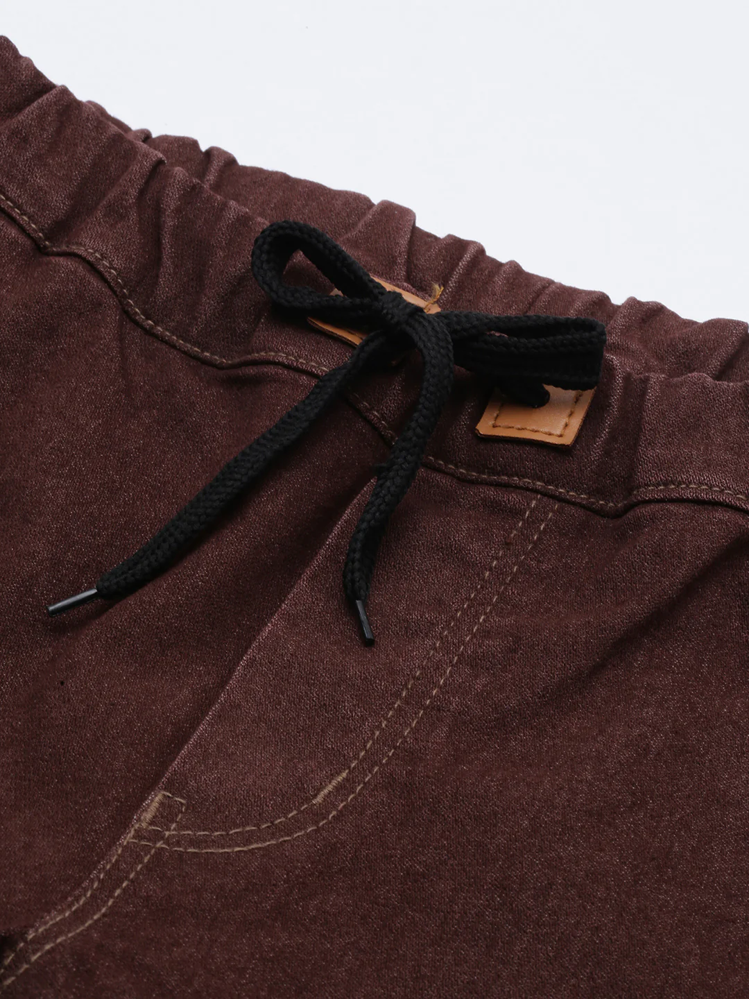 Men's Brown Slim Fit Washed Jogger Jeans Stretchable - Image 5