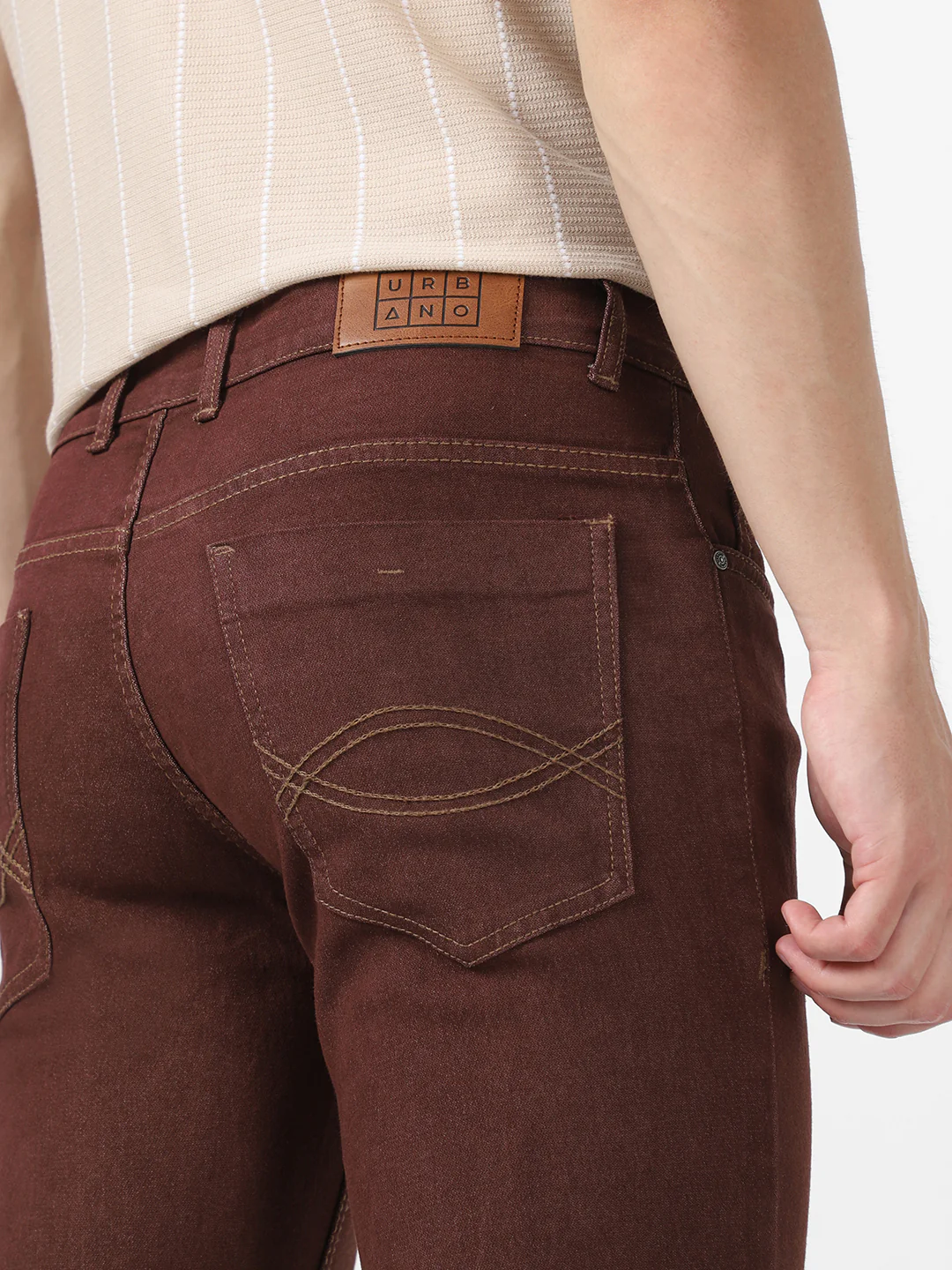 Men's Brown Washed Bootcut Jeans Stretchable - Image 5