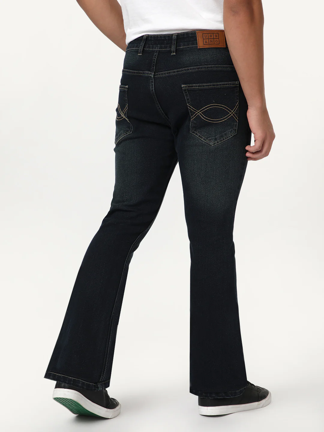 Men's Carbon Blue Bootcut Fit Mid Rise Heavy Washed Jeans Stretchable - Image 4