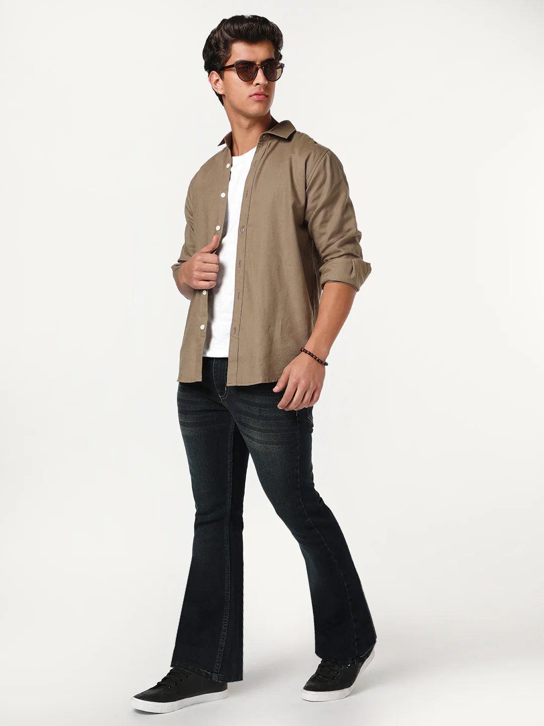 Men's Carbon Blue Bootcut Fit Mid Rise Heavy Washed Jeans Stretchable - Image 5