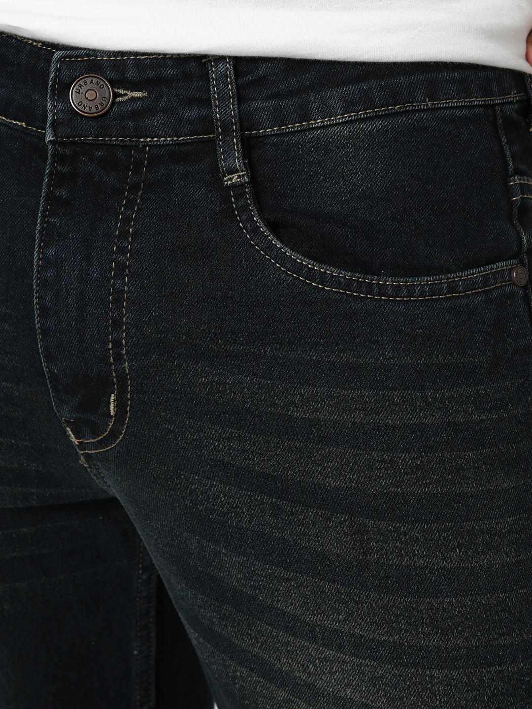 Men's Carbon Blue Bootcut Fit Mid Rise Heavy Washed Jeans Stretchable - Image 6