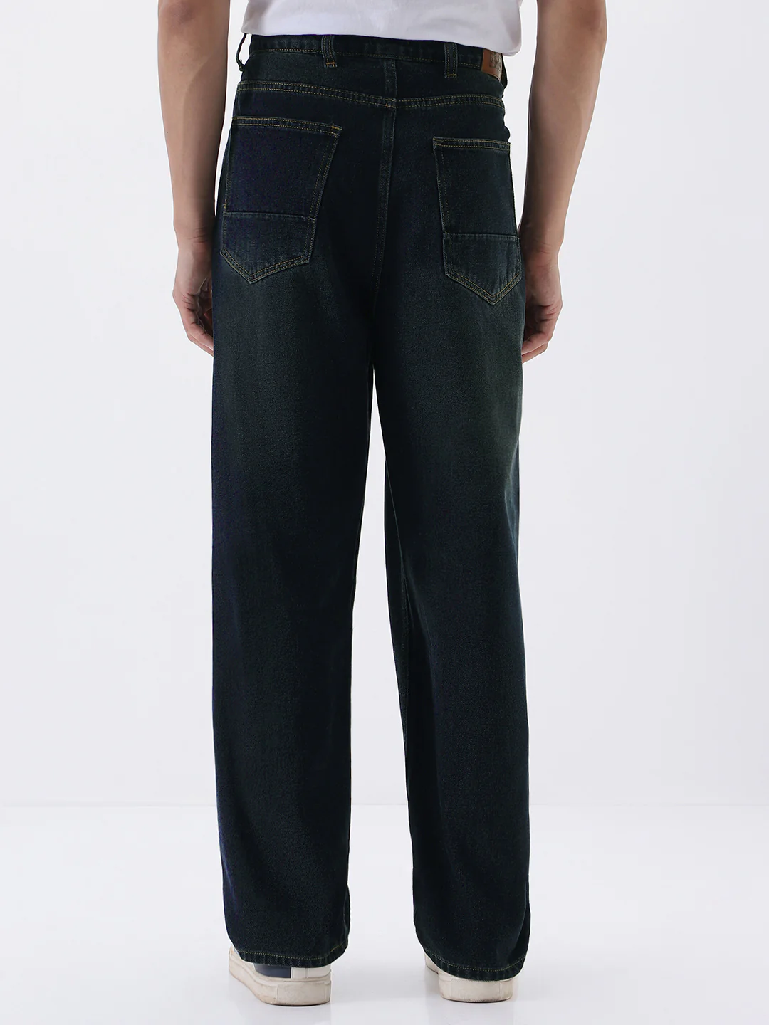 Men's Carbon Blue Loose Baggy Fit Heavy Washed Jeans Non-Stretchable - Image 3