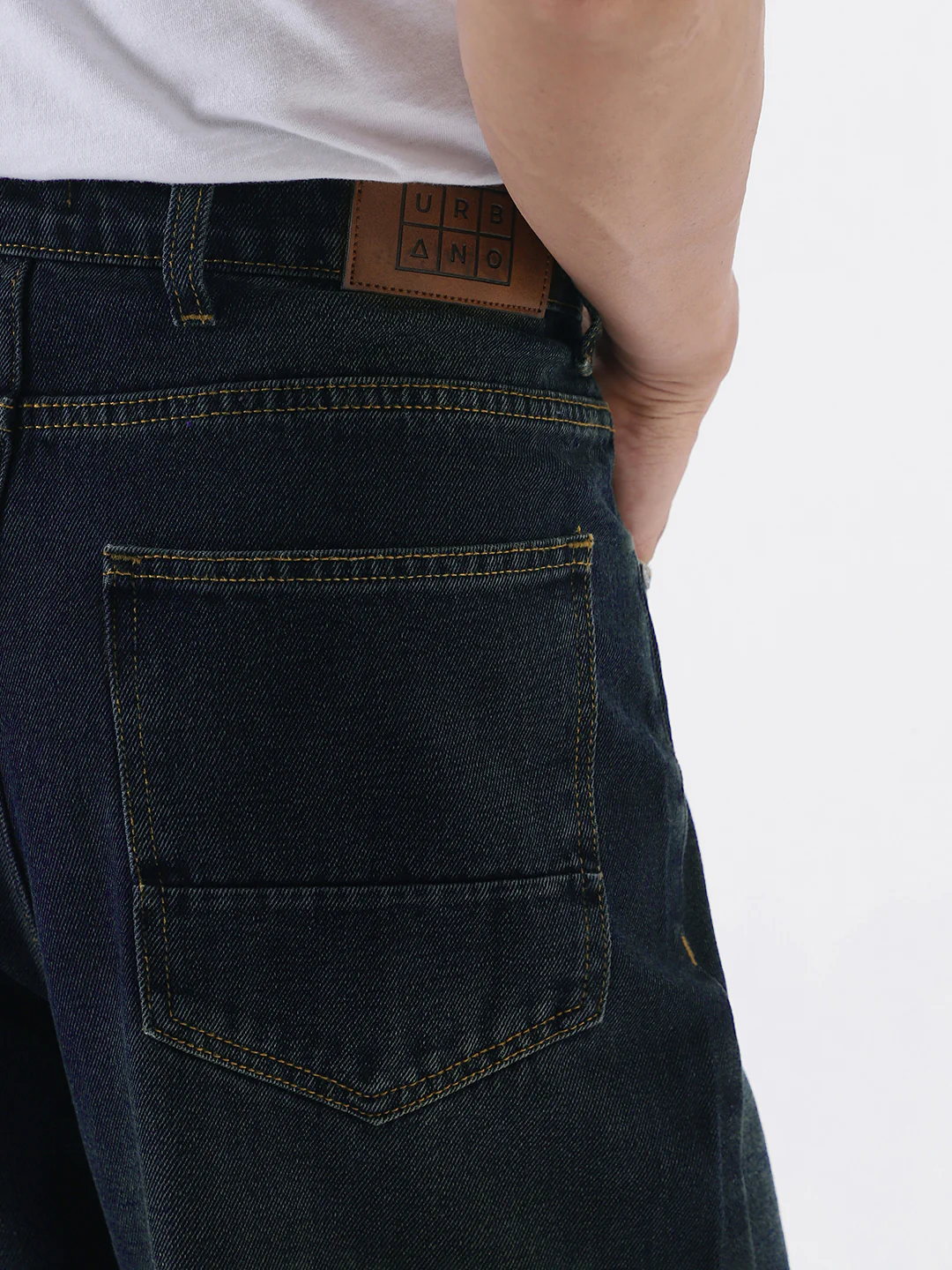 Men's Carbon Blue Loose Baggy Fit Heavy Washed Jeans Non-Stretchable - Image 6