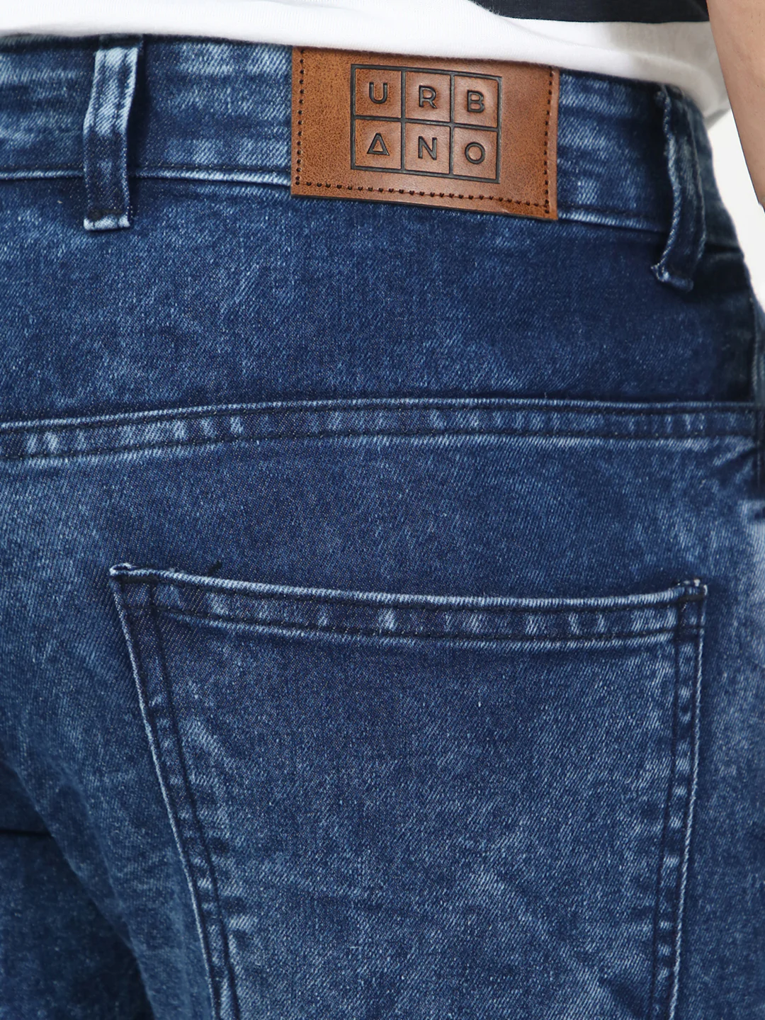 Men's Carbon Blue Regular Fit Washed Jeans Stretchable - Image 5