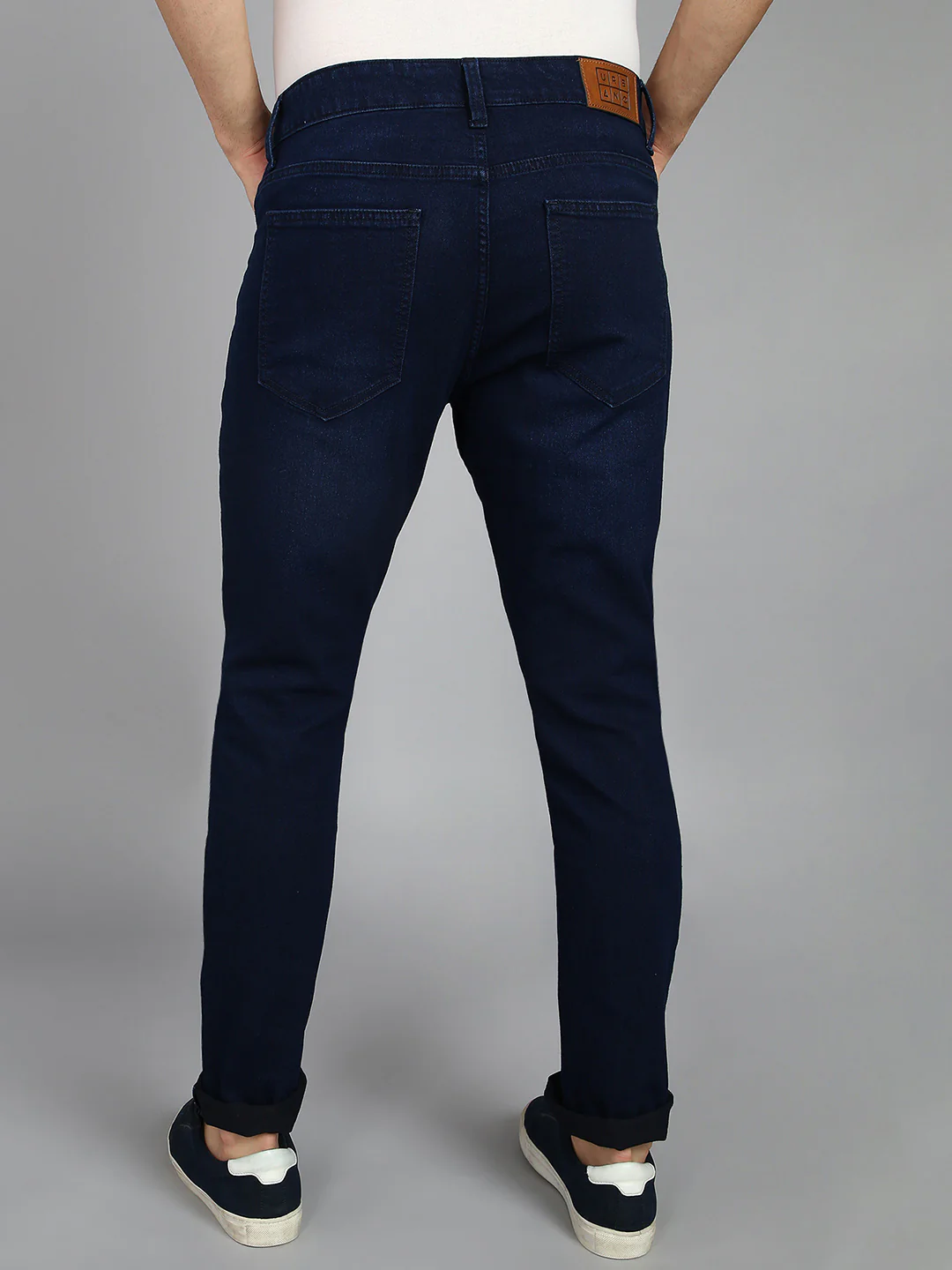 Men's Carbon Blue Regular Fit Washed Jeans Stretchable - Image 3