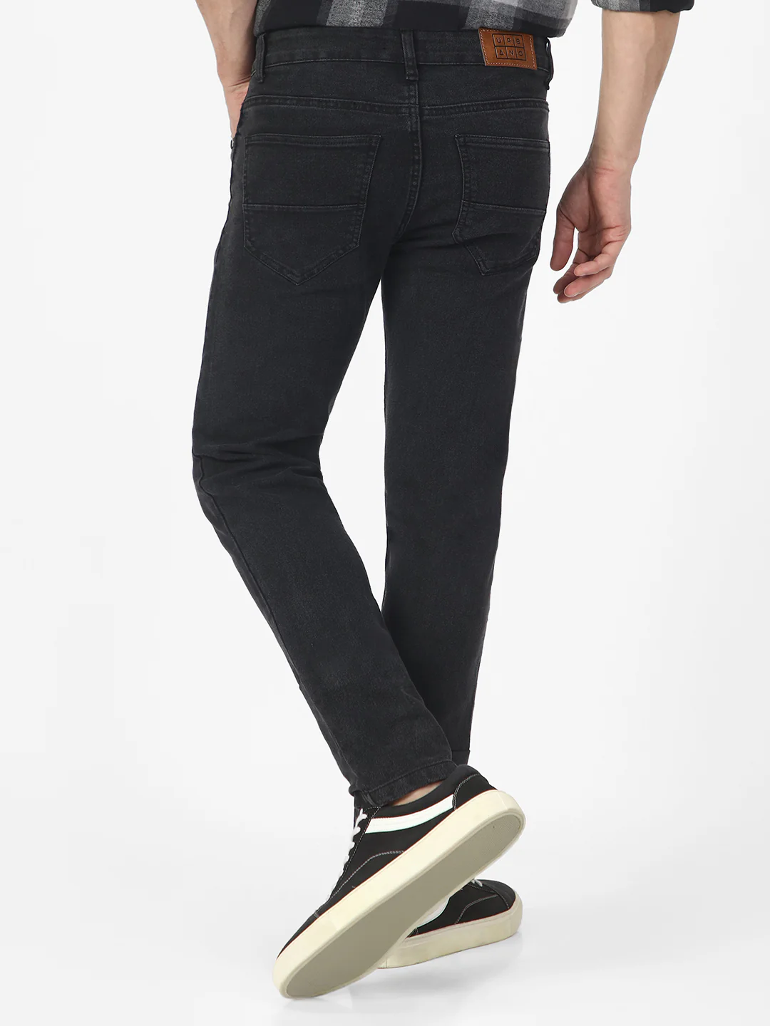 Men's Carbon Grey Regular Fit Washed Jeans Stretchable - Image 4
