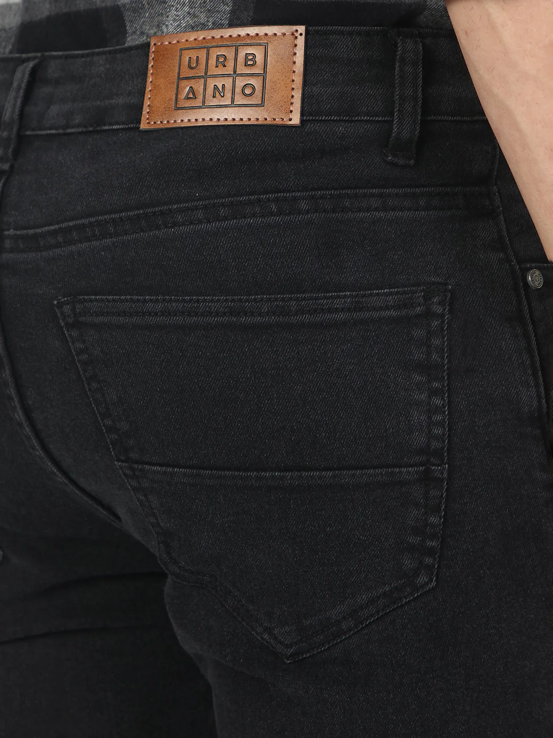 Men's Carbon Grey Regular Fit Washed Jeans Stretchable - Image 6