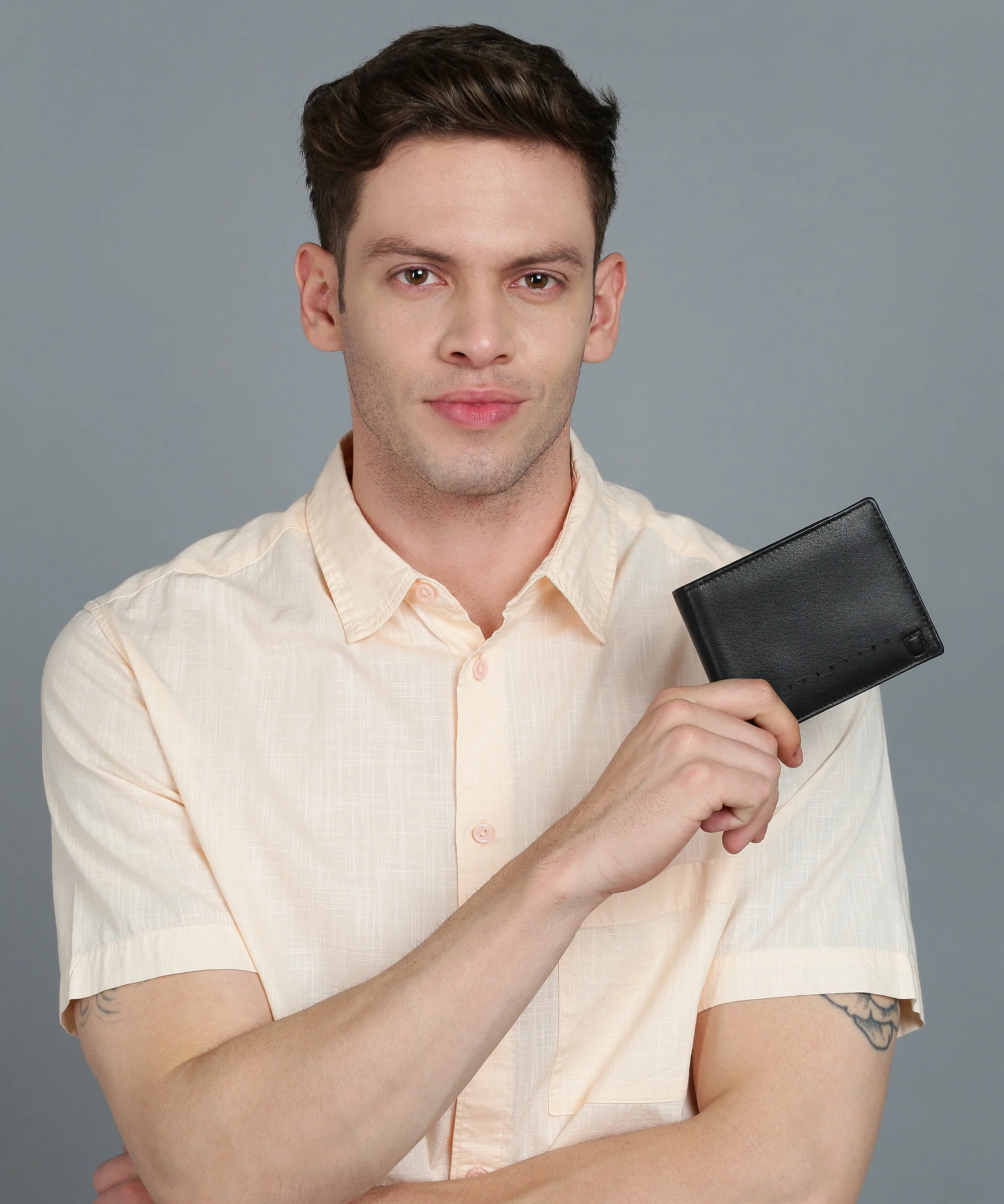 Urbano Fashion Men's Casual, Formal Black Genuine Leather Wallet-3 Card Slots - Image 7