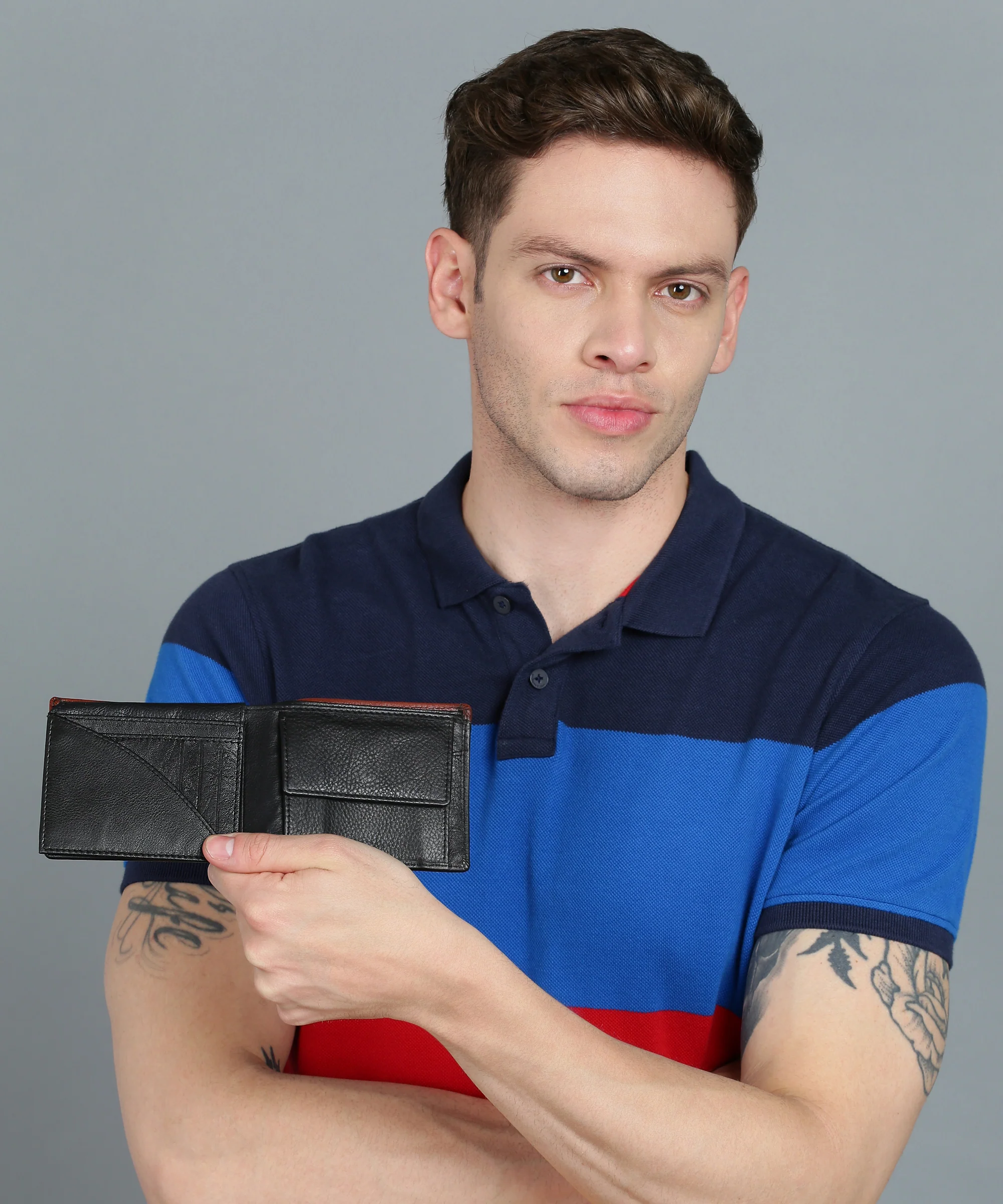Urbano Fashion Men's Casual, Formal Black, Tan Genuine Leather Wallet-7 Card Slots - Image 8