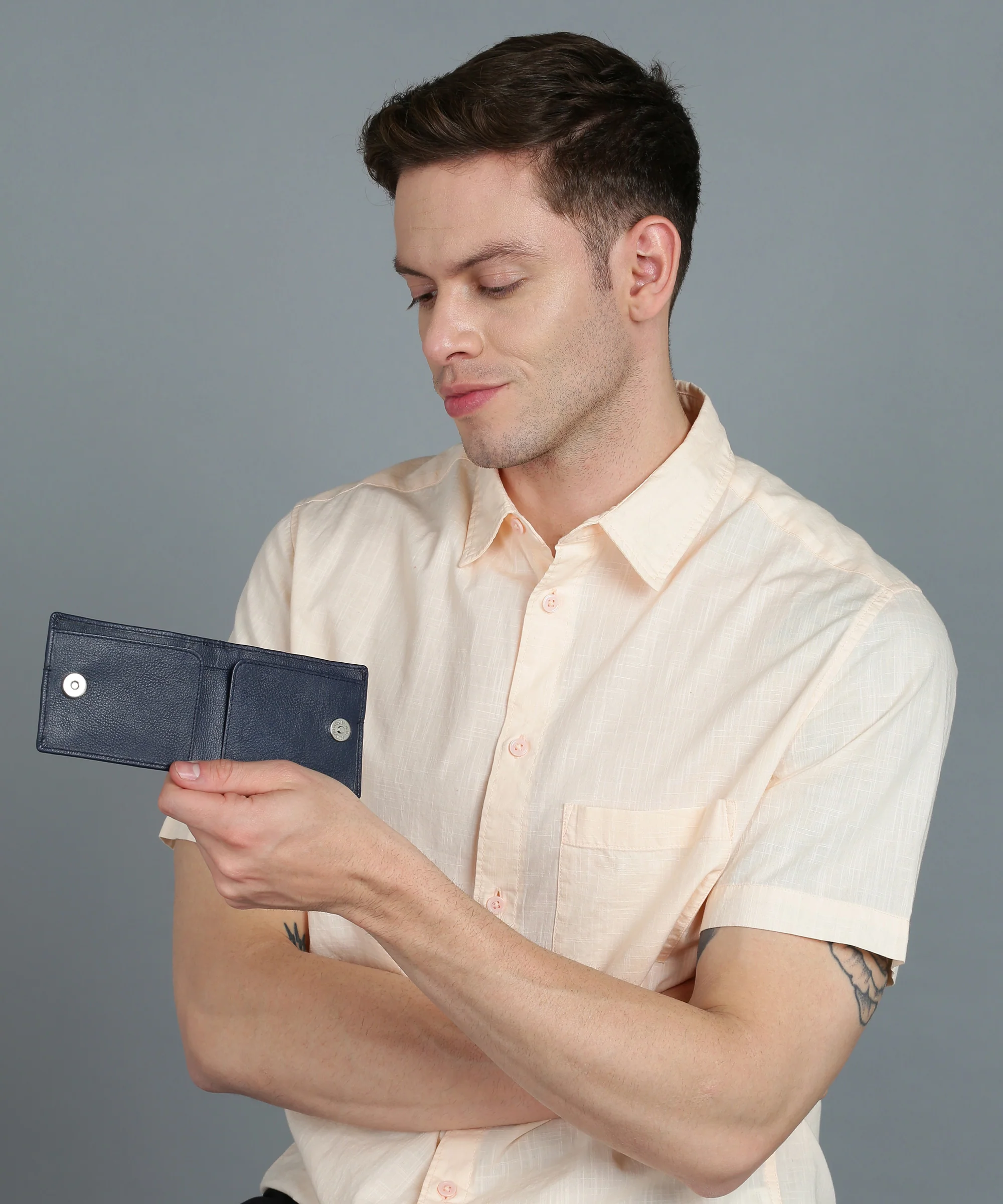 Urbano Fashion Men's Casual, Formal Blue Genuine Leather Wallet-6 Card Slots - Image 8