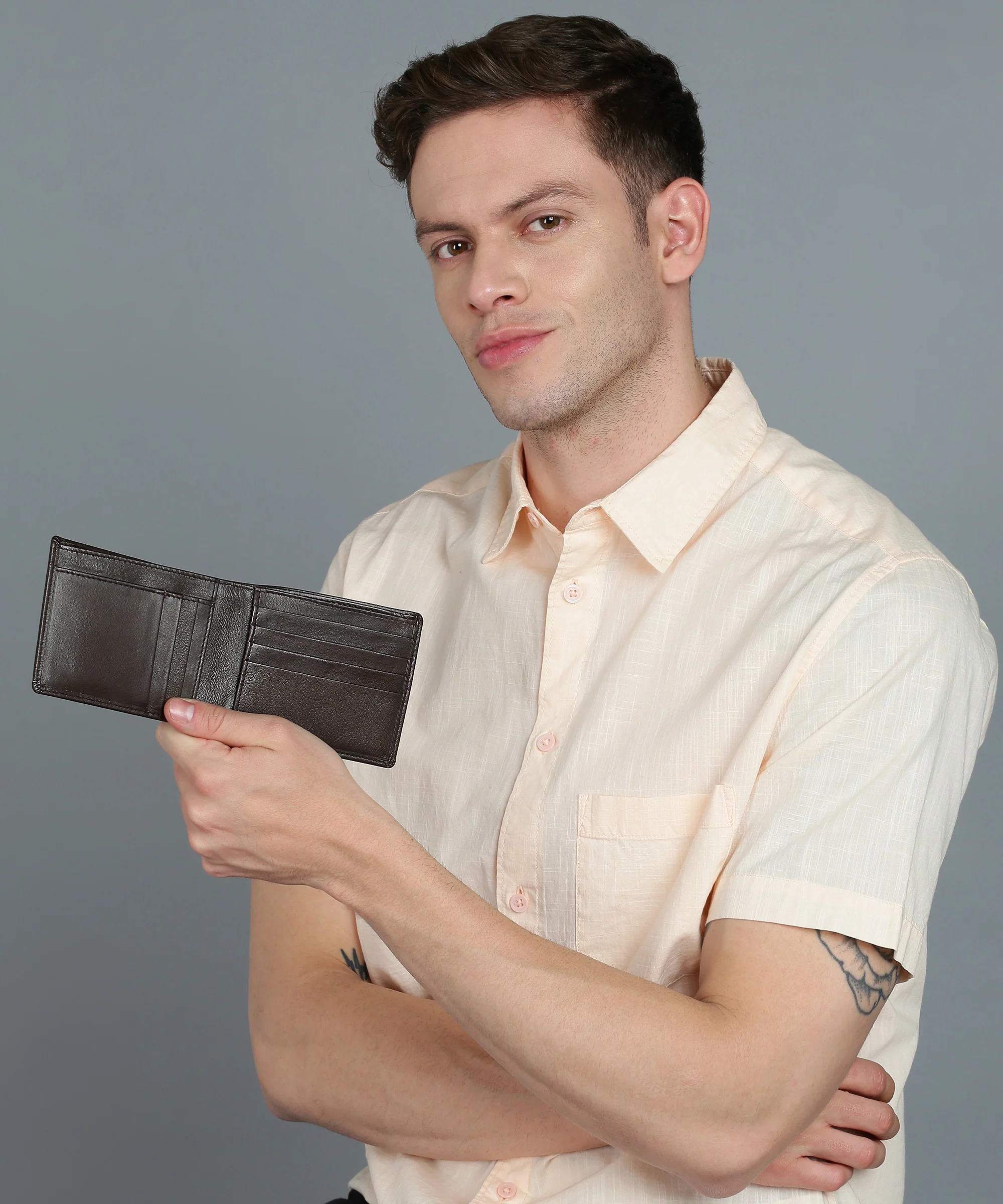 Urbano Fashion Men's Casual, Formal Brown Genuine Leather Wallet-8 Card Slots - Image 8