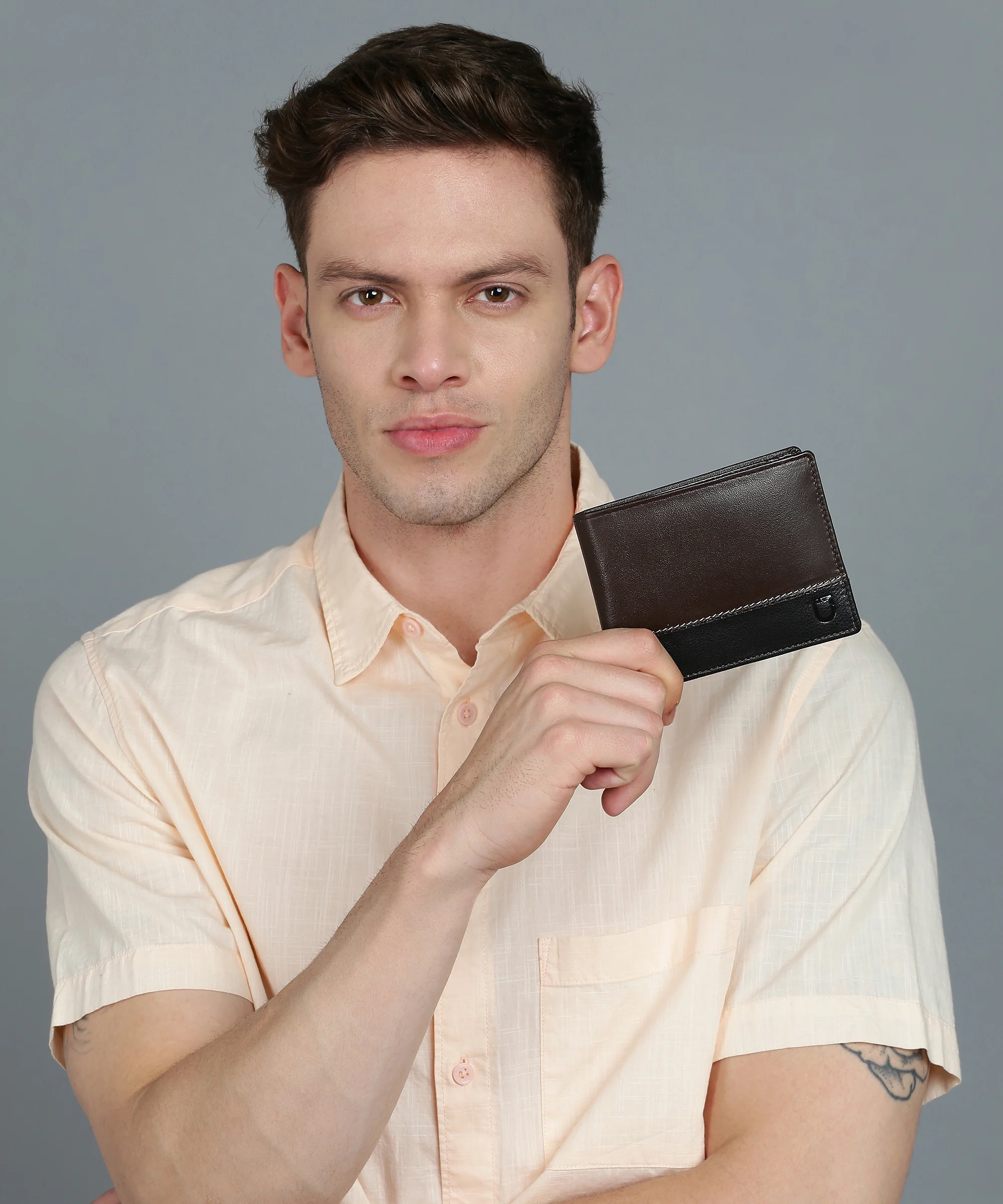 Urbano Fashion Men's Casual, Formal Tan, Black Genuine Leather Wallet-12 Card Slots - Image 7