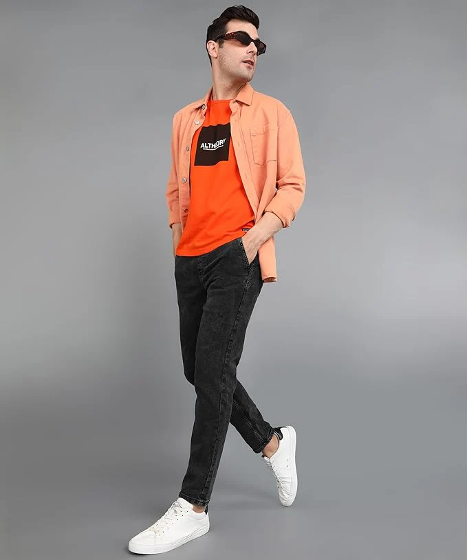 Men's Charcoal Black Regular Fit Washed Jogger Jeans Stretchable - Image 4