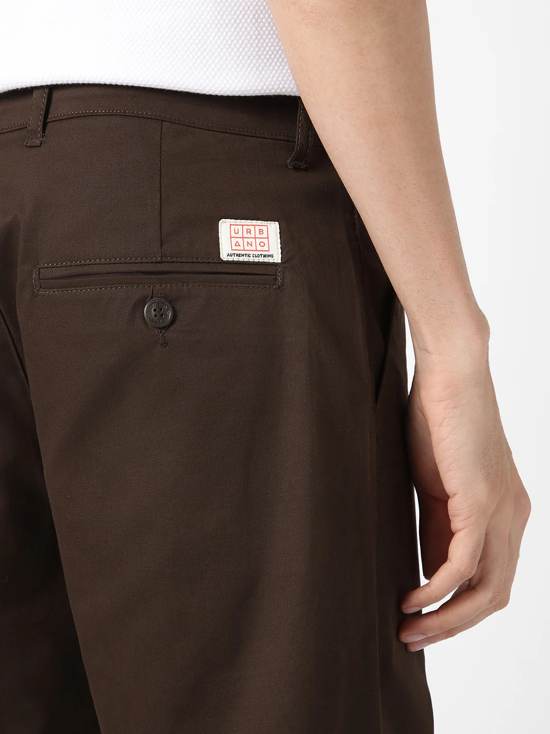 Men's Chocolate Brown Cotton Regular Fit Casual Chinos Trousers Stretch - Image 8