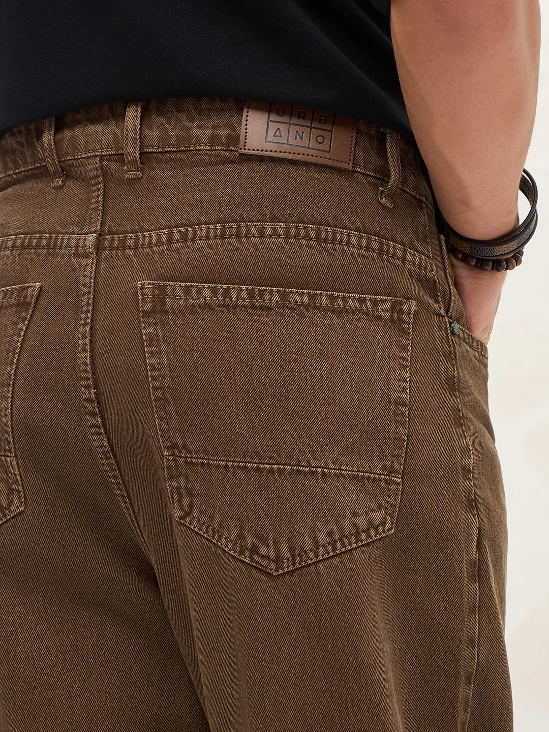 Men's Chocolate Brown Loose Baggy Fit Washed Denim Jeans Non-Stretchable - Image 6