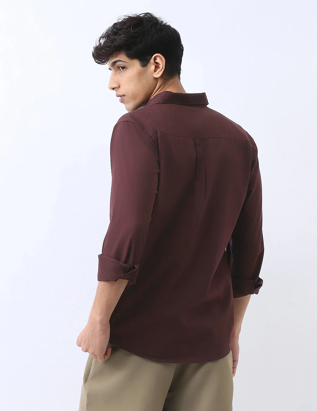 Men's Cocoa Cotton Full Sleeve Regular Fit Casual Solid Shirt - Image 4