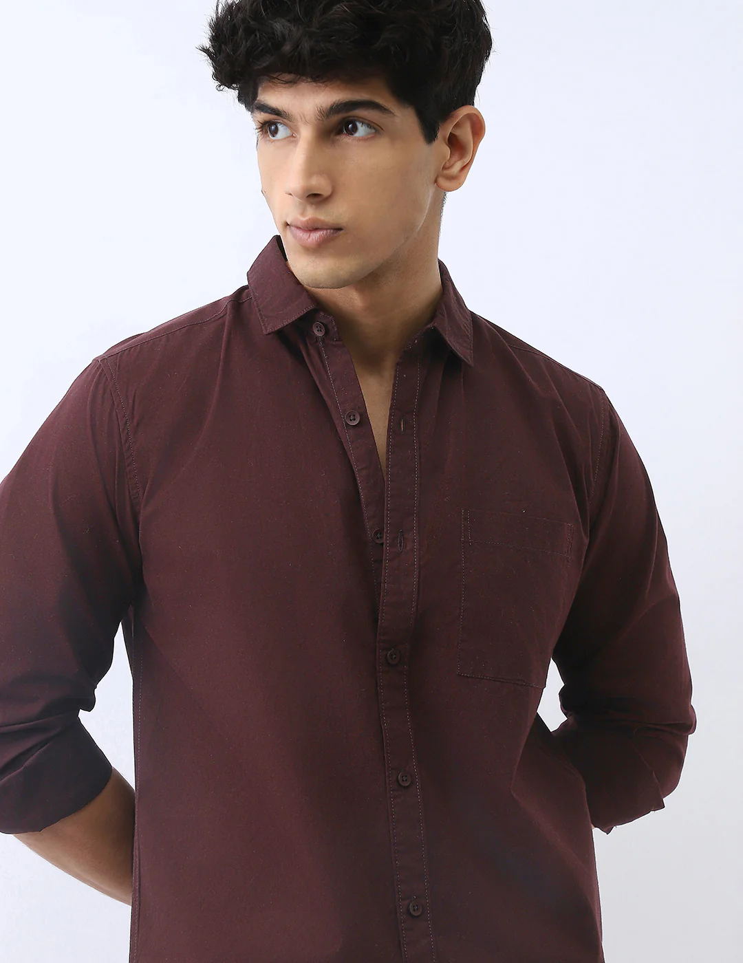 Men's Cocoa Cotton Full Sleeve Regular Fit Casual Solid Shirt - Image 6