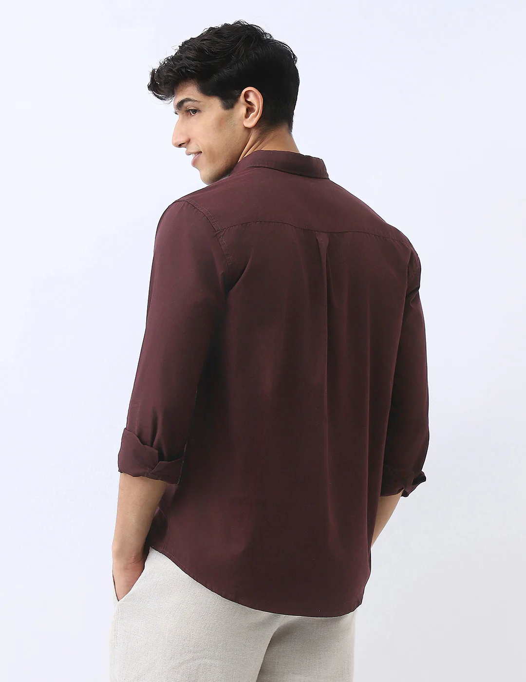 Men's Cocoa Cotton Full Sleeve Regular Fit Casual Solid Shirt - Image 4
