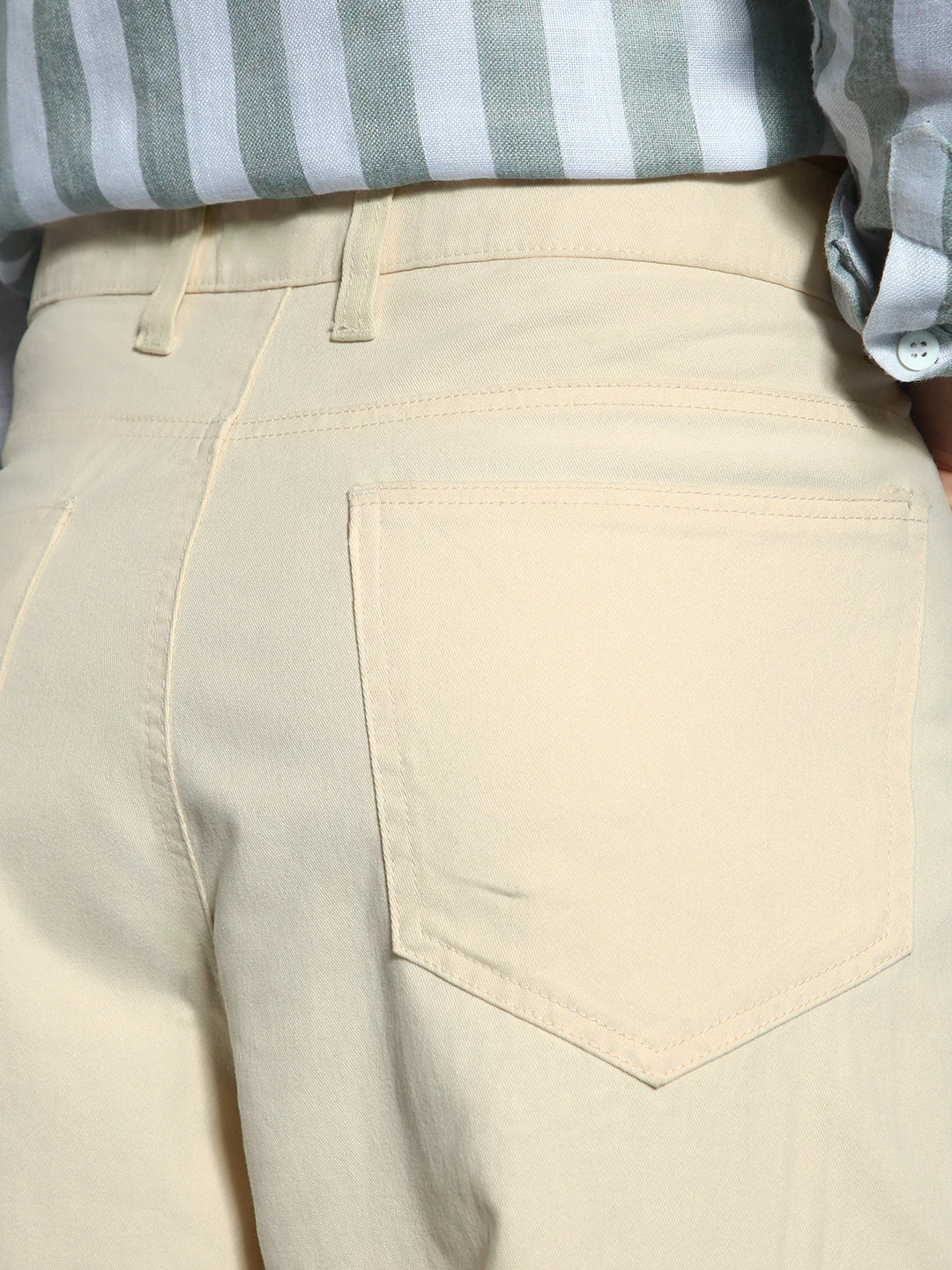 Men's Cream Loose Baggy Fit Cargo Chino Pant with 8 Pockets Stretchable - Image 8