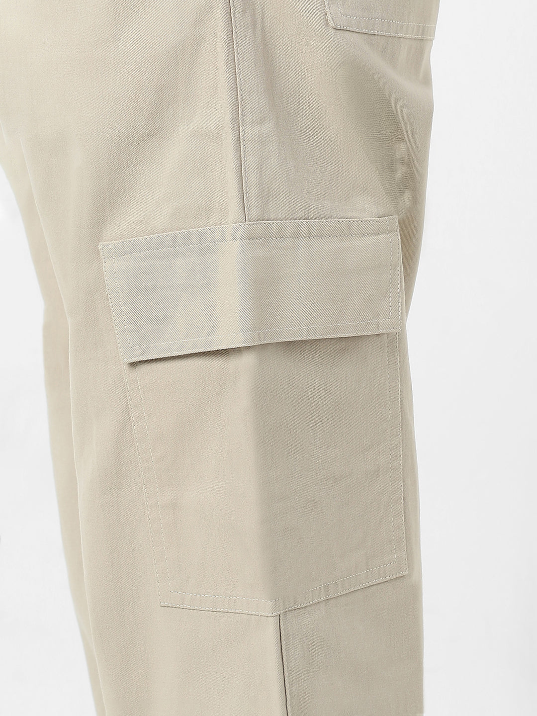 Urbano Fashion Men's Cream Loose Baggy Fit Solid Cargo Chino Pant with 6 Pockets Non-Stretchable - Image 6