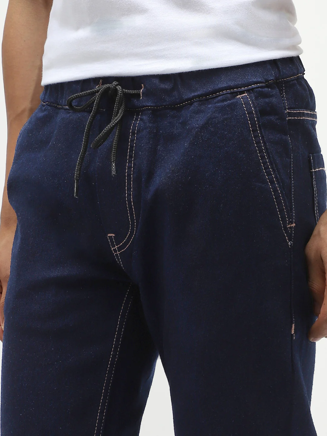 Men's Dark Blue Jogger Jeans Slim Fit Stretch - Image 5