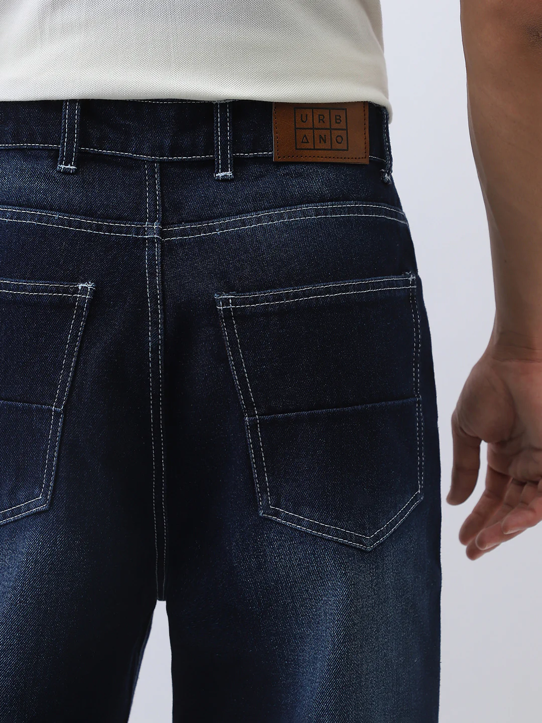 Men's Dark Blue Loose Baggy Fit Washed Jeans Non-Stretchable - Image 7