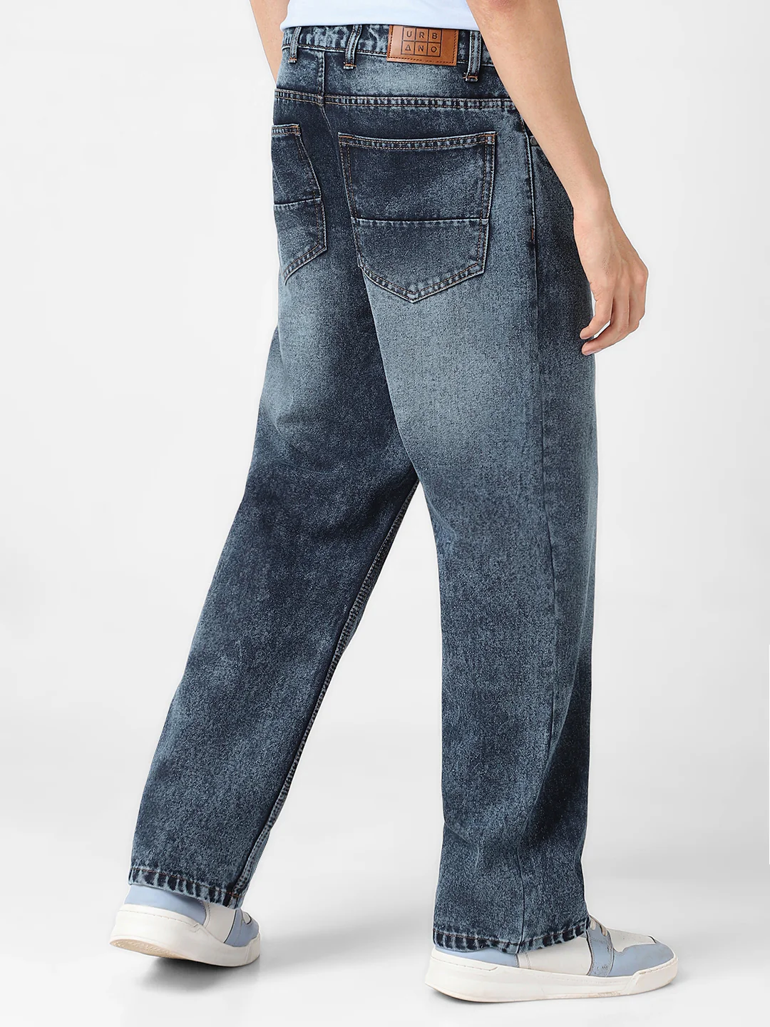 Men's Dark Blue Loose Baggy Fit Washed Jeans Non-Stretchable - Image 3