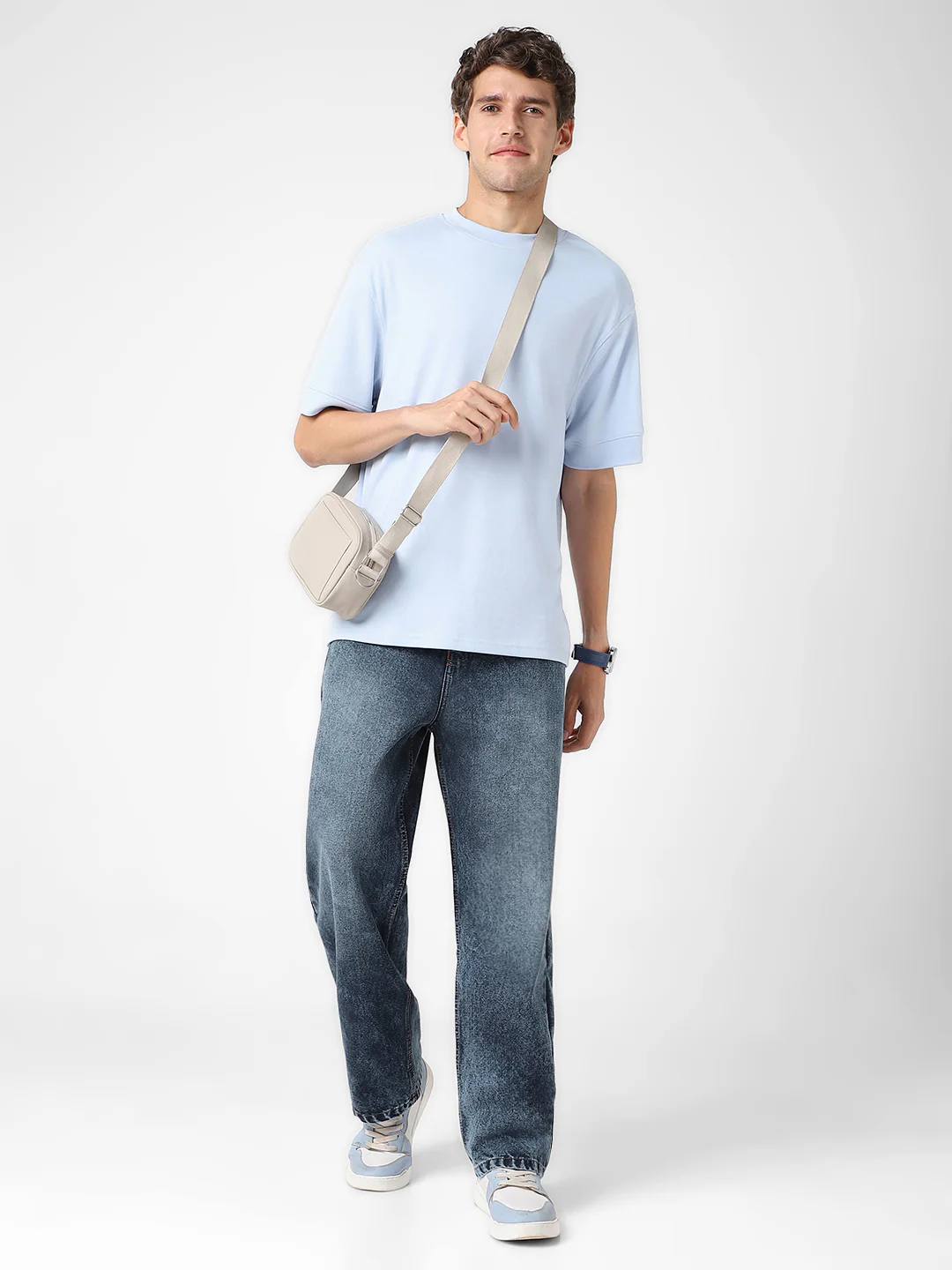 Men's Dark Blue Loose Baggy Fit Washed Jeans Non-Stretchable - Image 4