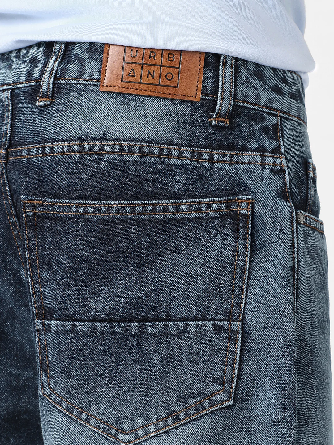 Men's Dark Blue Loose Baggy Fit Washed Jeans Non-Stretchable - Image 5
