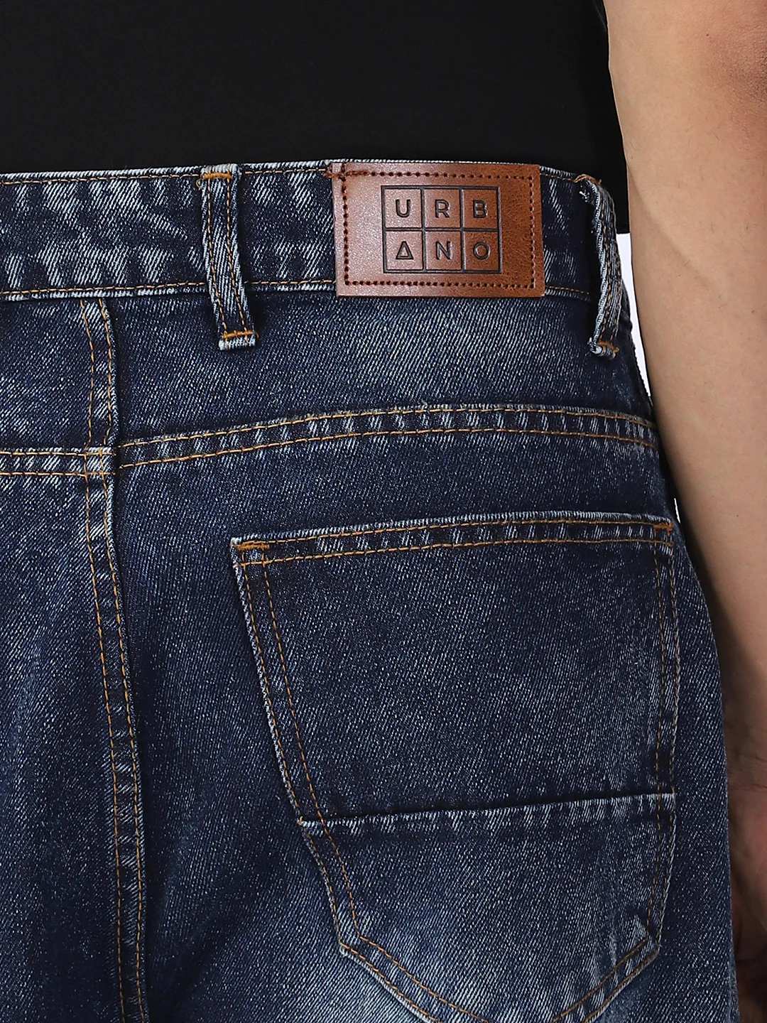 Men's Dark Blue Loose Baggy Fit Washed Jeans Non-Stretchable - Image 5